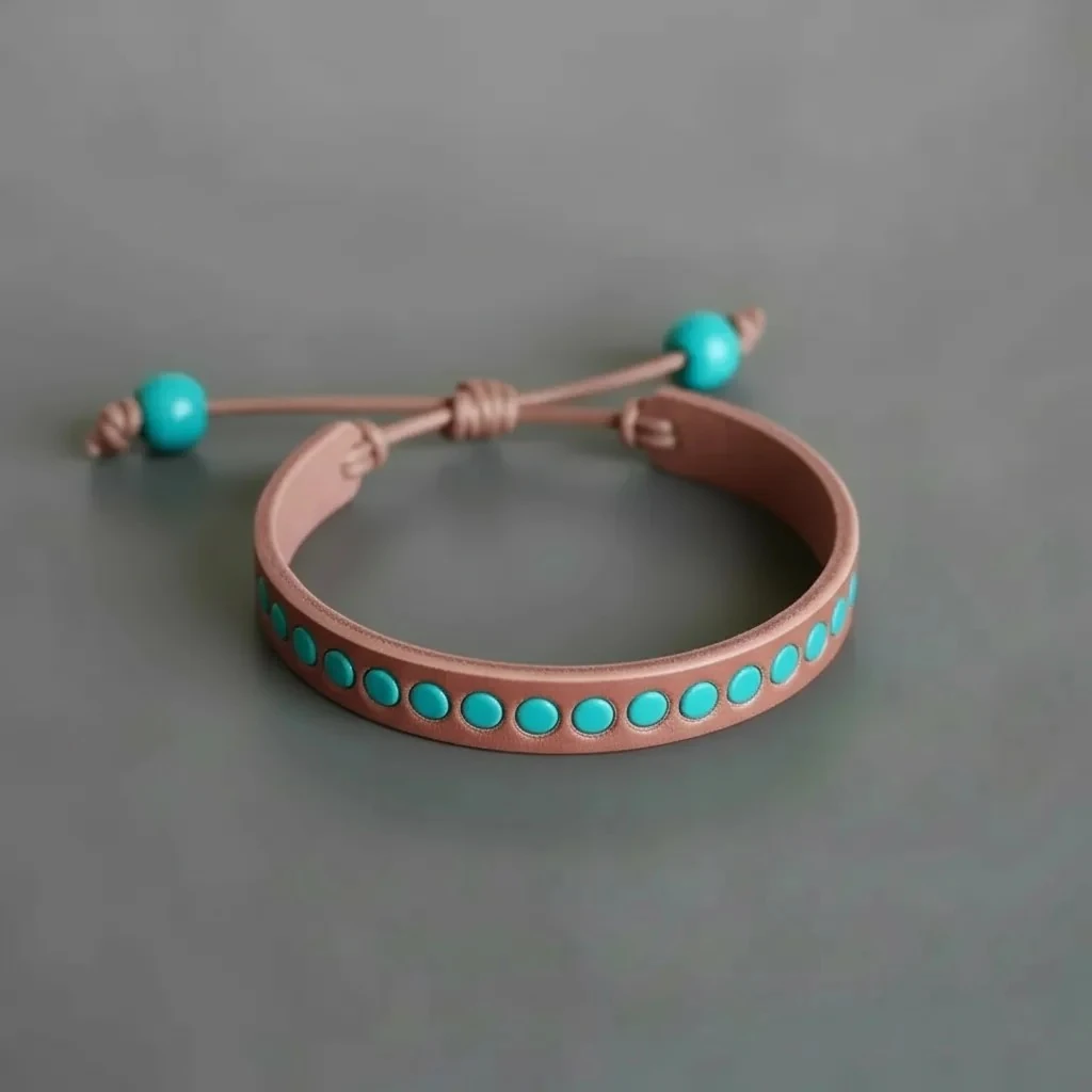 Deri Doğal Taşlı Bileklik