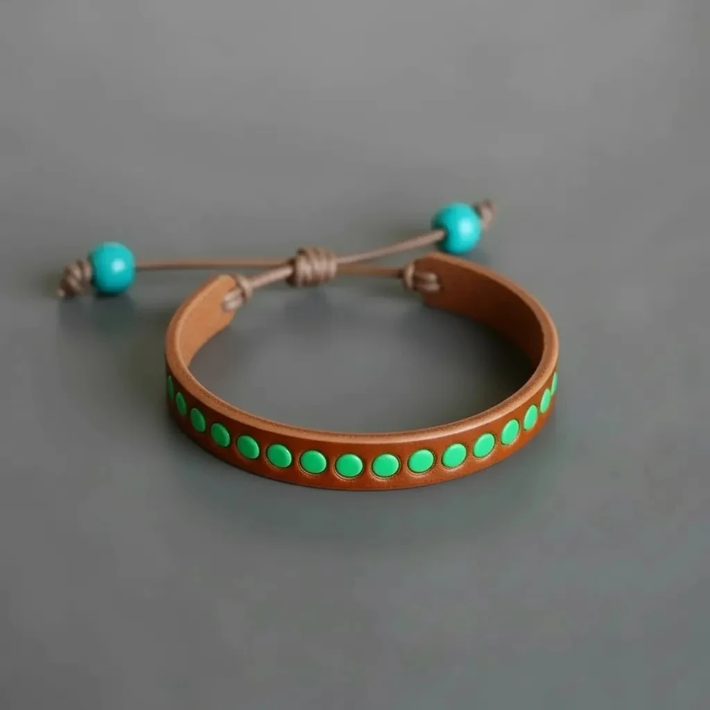 Deri Doğal Taşlı Bileklik