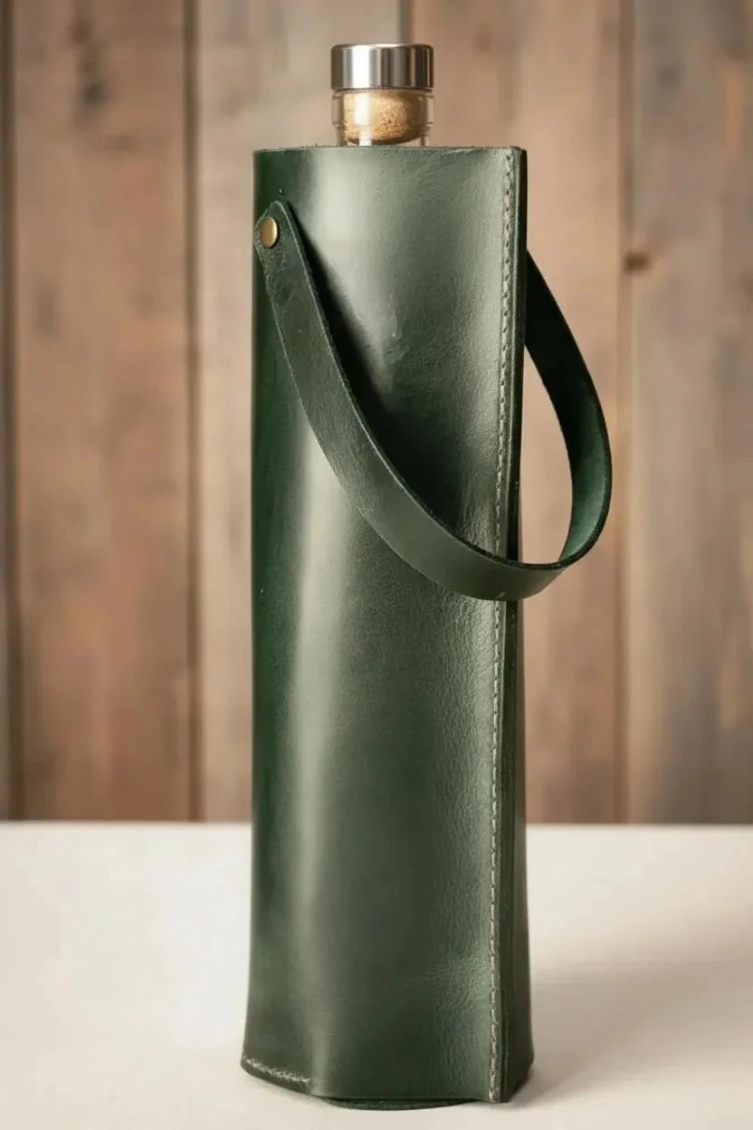 Deri Şarap Viski Taşıyıcı Çanta