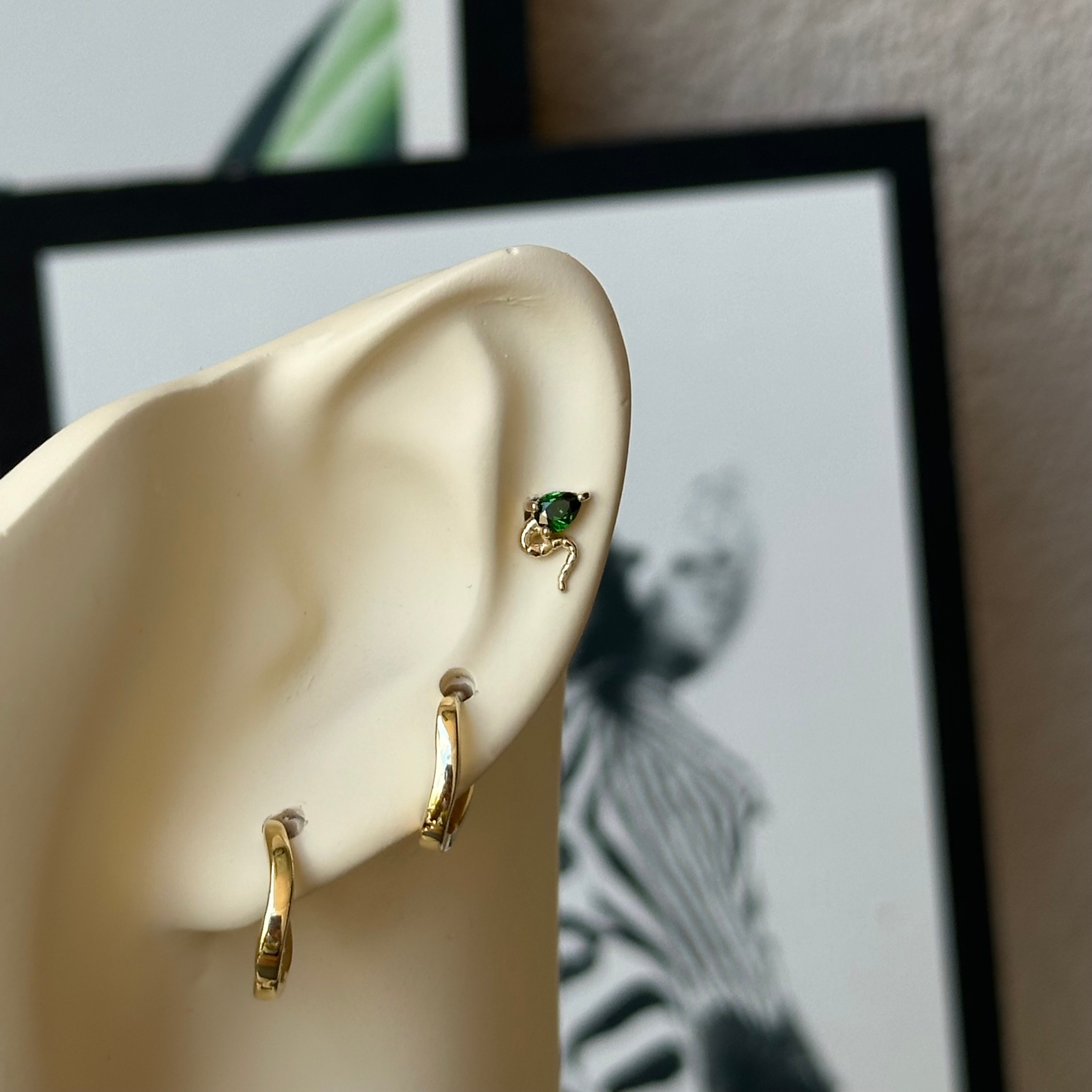 14K Gold Snake with stone