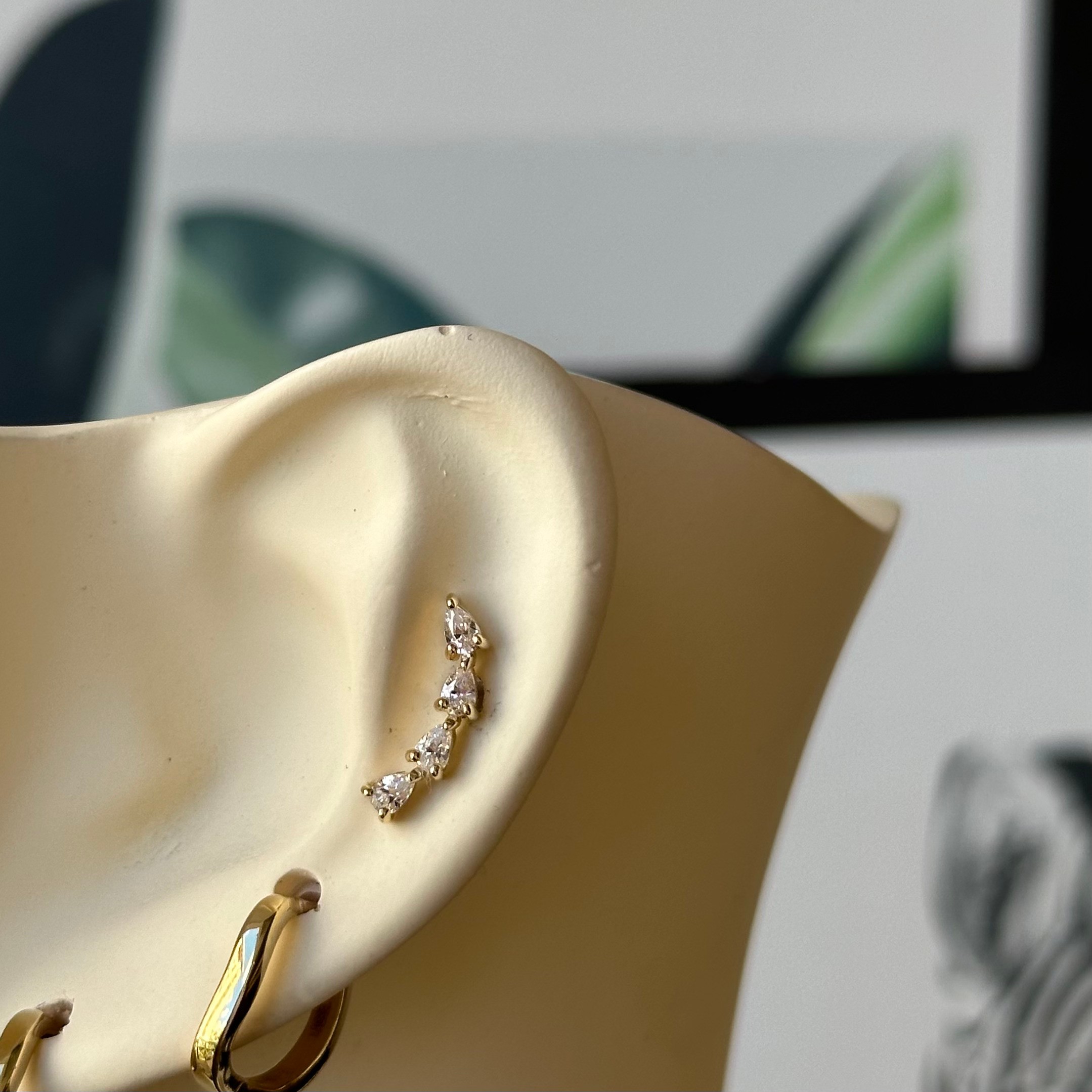 14K Gold Long Marquise Piercing