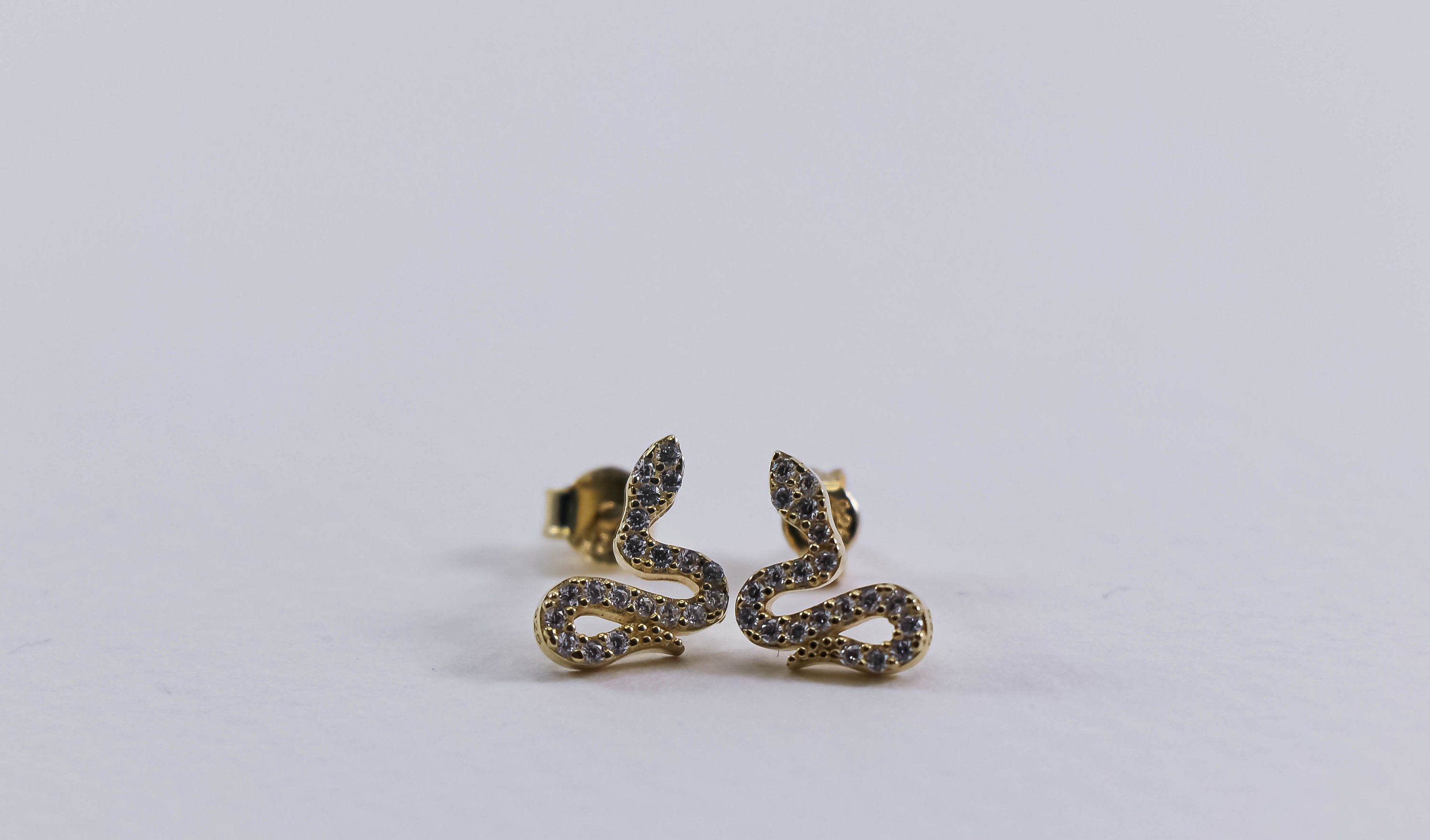 Silver SNAKE Earrings 14K GOLD Plate | Sterling Silver Snake Stud Earring | Gold Lightweight | Delicate Studs|Minimalist Stud Stylish Silver