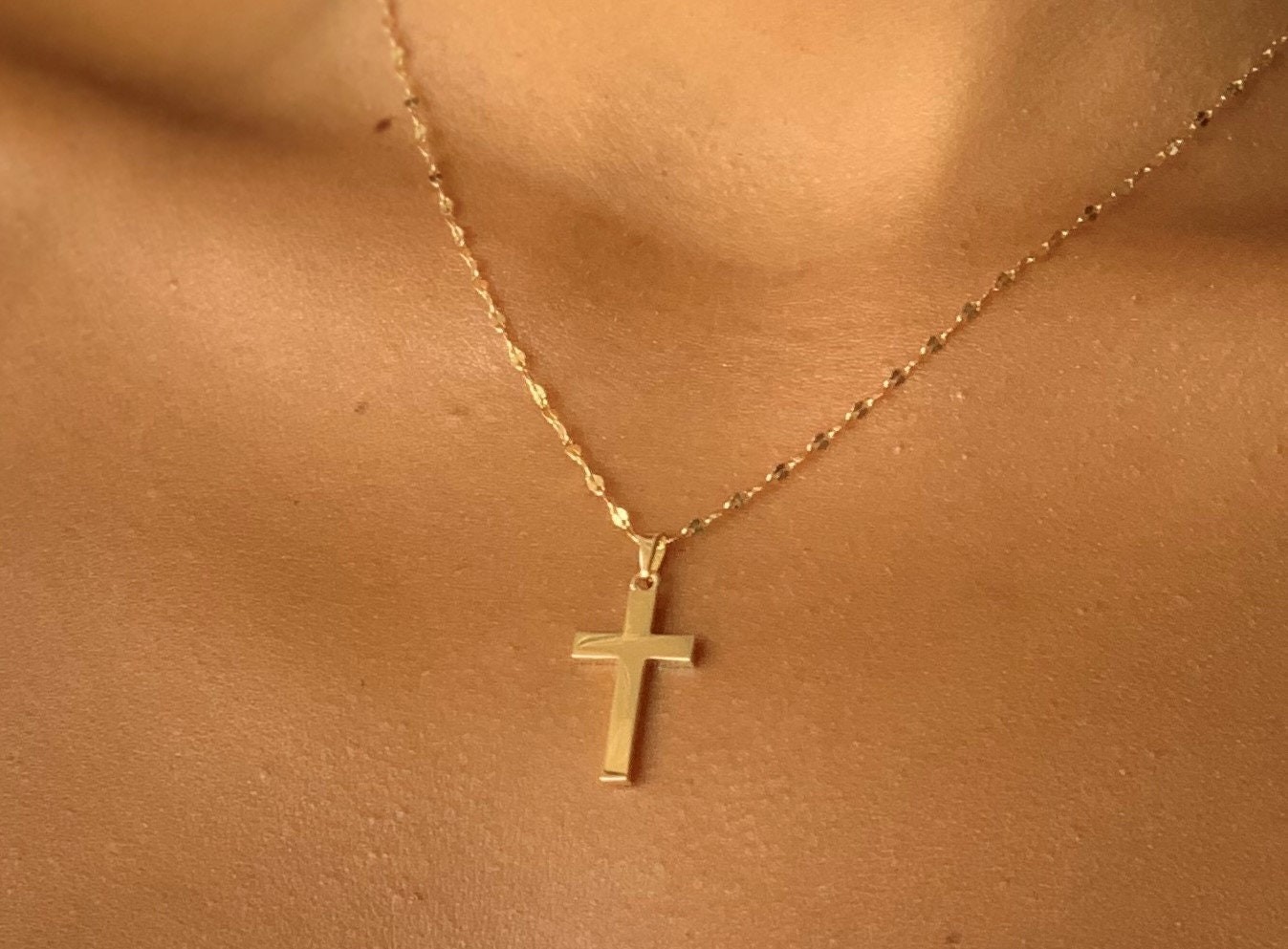 Diamond Cross Necklace | 14k Solid Gold Cross Pendant | Religious Handmade Minimal Women Best Cross Necklace | Best Baptism Christian Gift