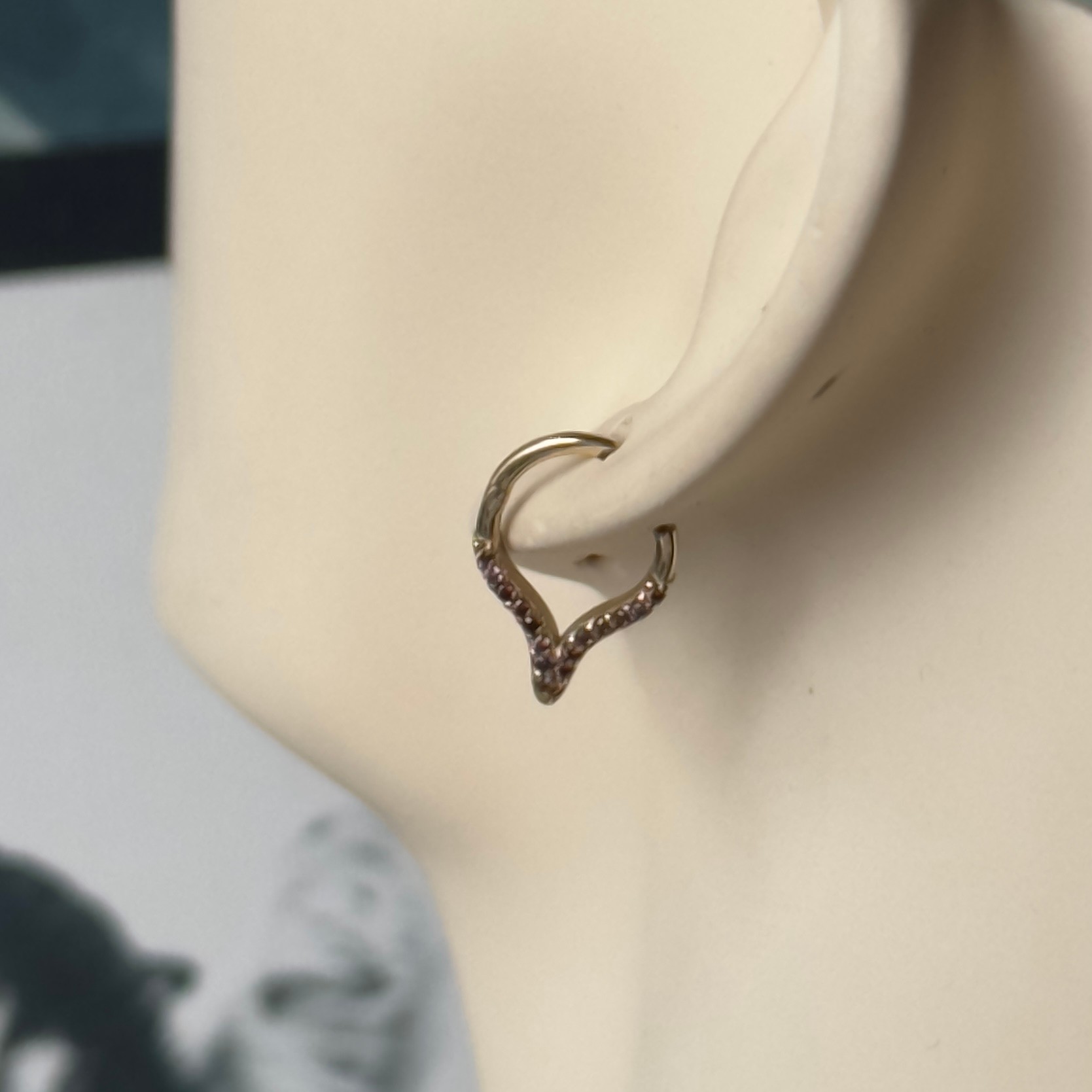 14K Gold Hoop Helix and Noise Piercing 
