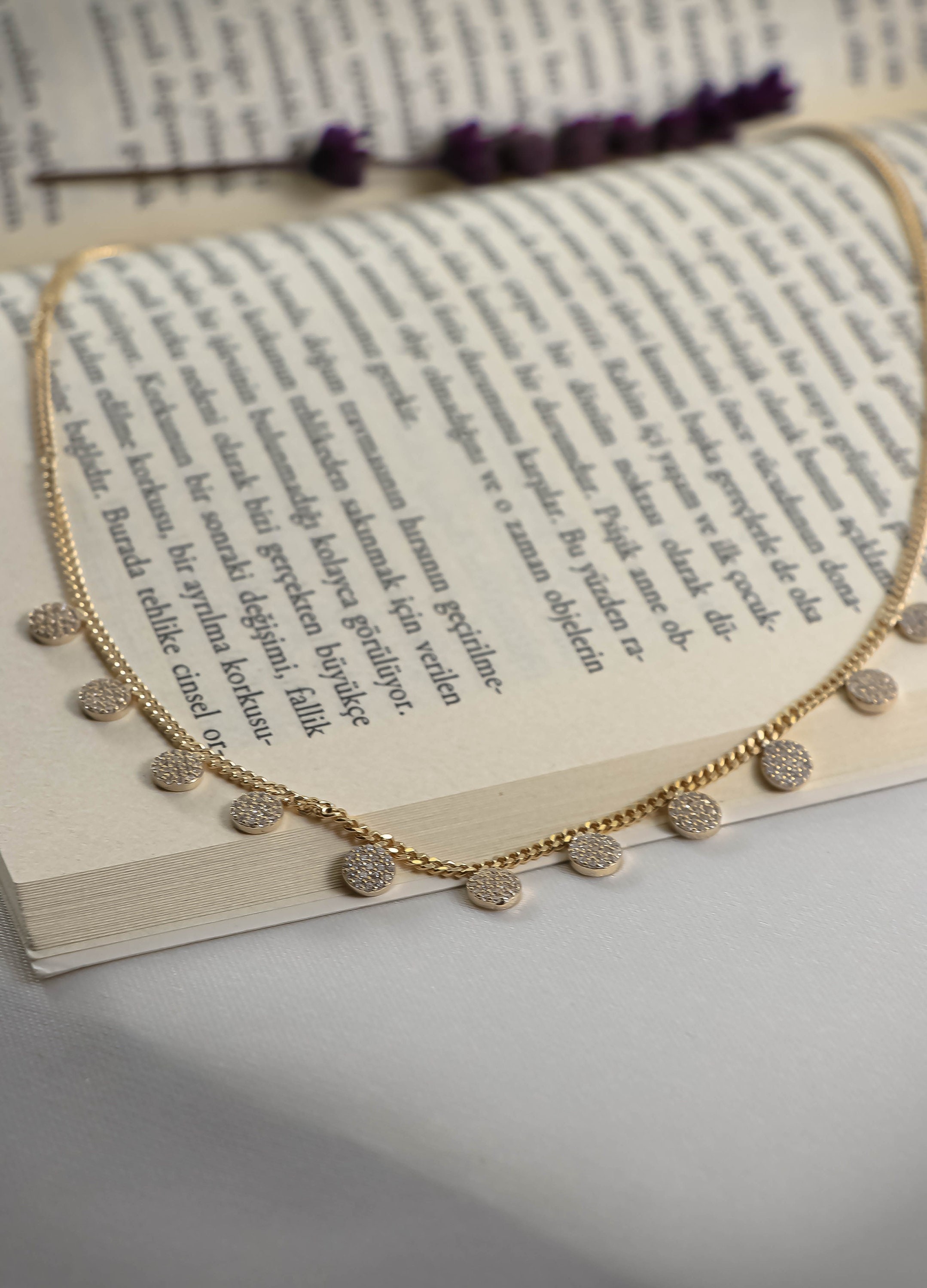 Gold Coin Necklace , Curb Chain Necklace