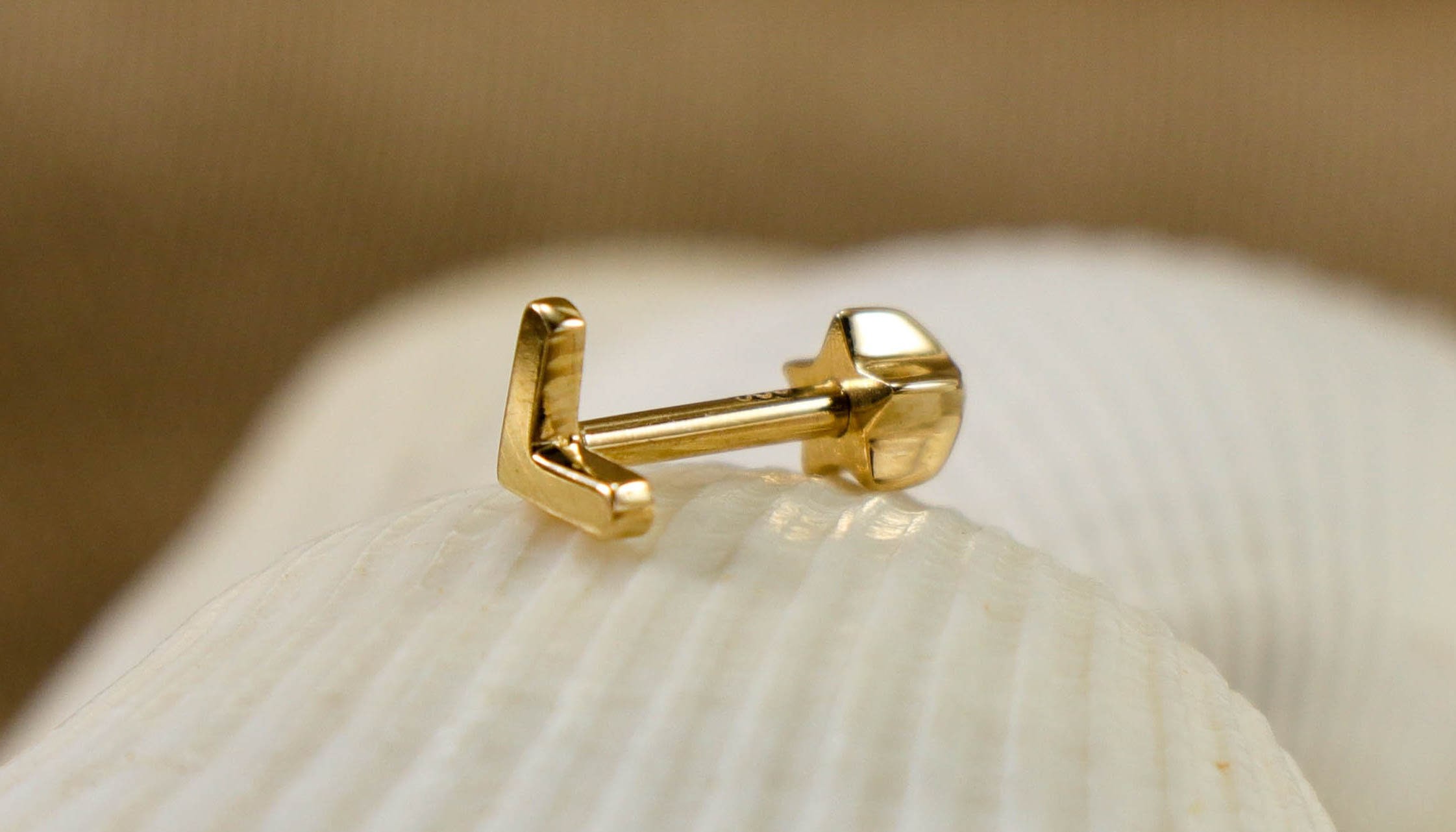 14K Solid Gold Chevron Piercing,Minimalist Tragus Piercing, Gold Stud Piercing, Style Stud Earing, Hallowwen gifts