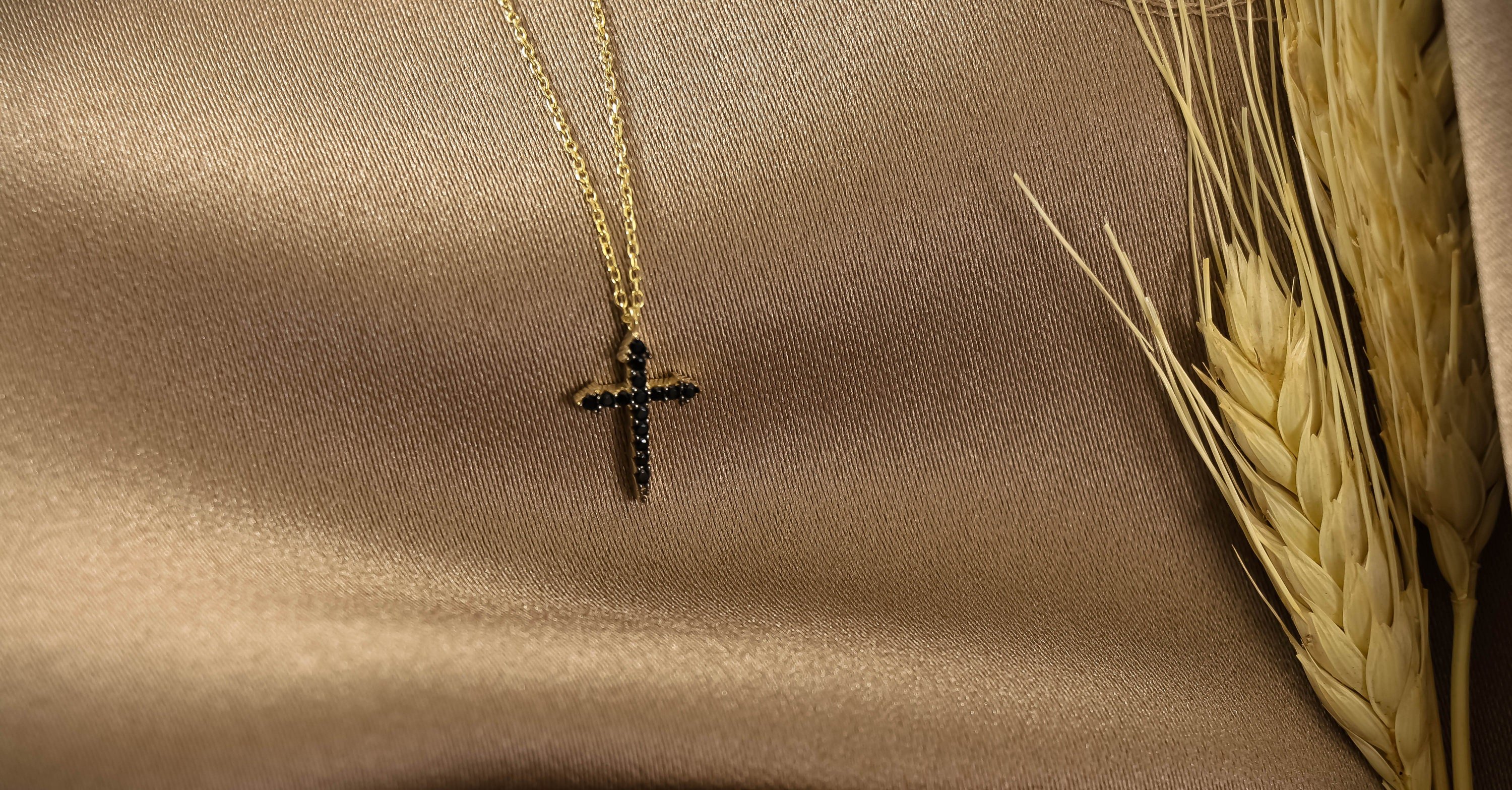 14K GOLD Plate CROSS Necklace | Sterling Silver Cross Pendant Necklace for Mother Day Gift