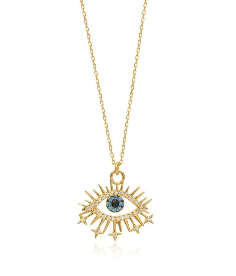 Evil Eye Necklace, CZ Protection Chain