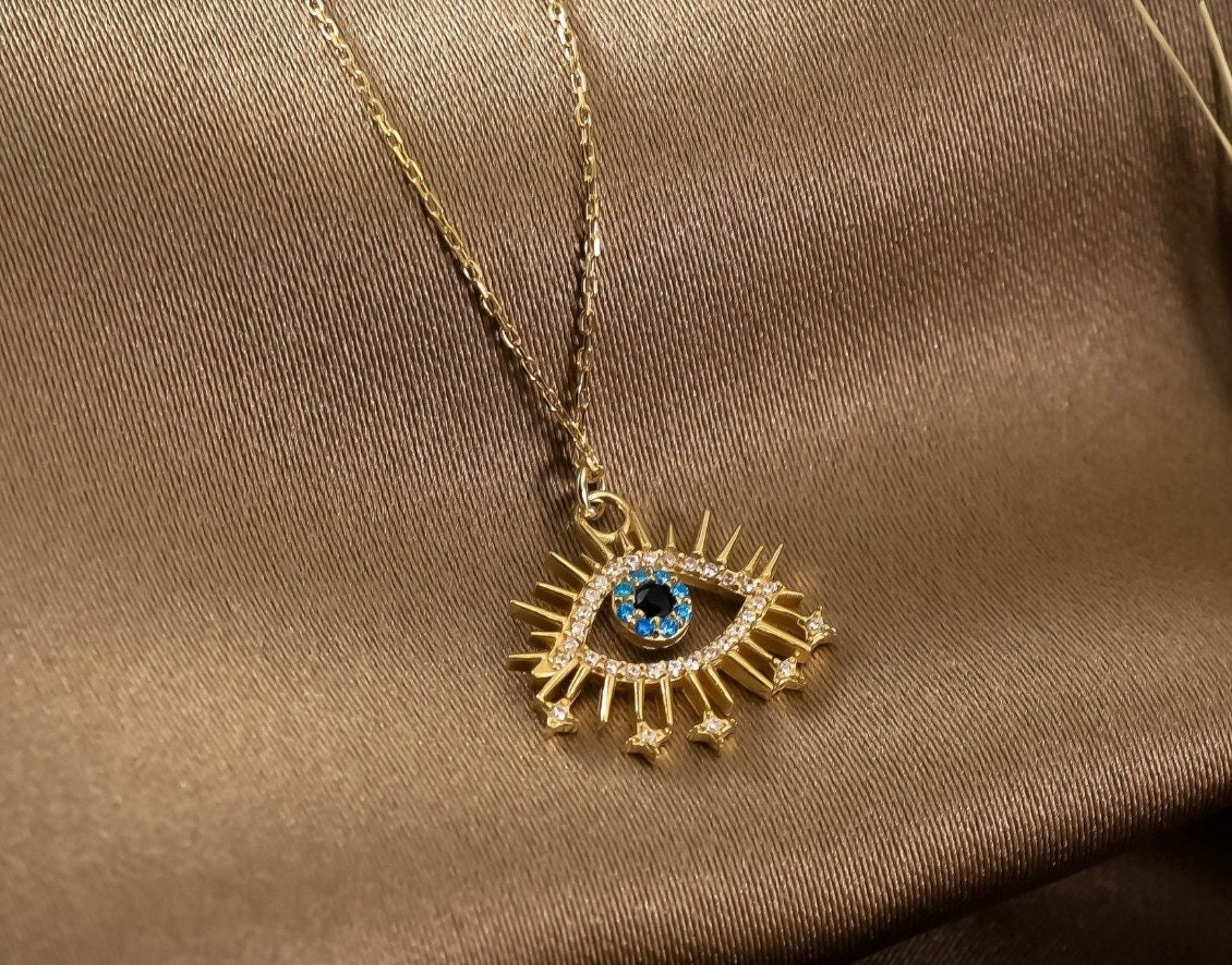 Evil Eye Necklace, CZ Protection Chain