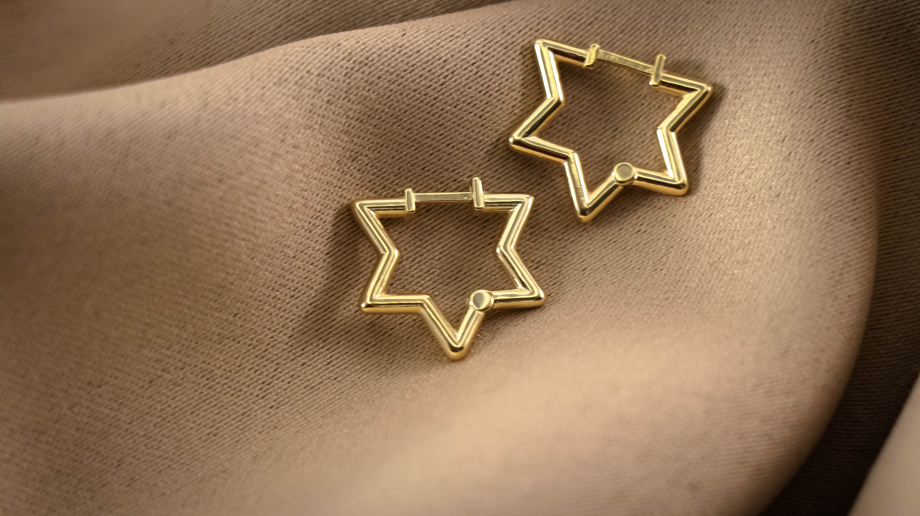 GOLD Plated SILVER STAR Earring |  Hoop Huggie Earring | Silver Jewelry | Charm Silver | Mini Star Hoop Earrings | Gold Star Ear Huggies