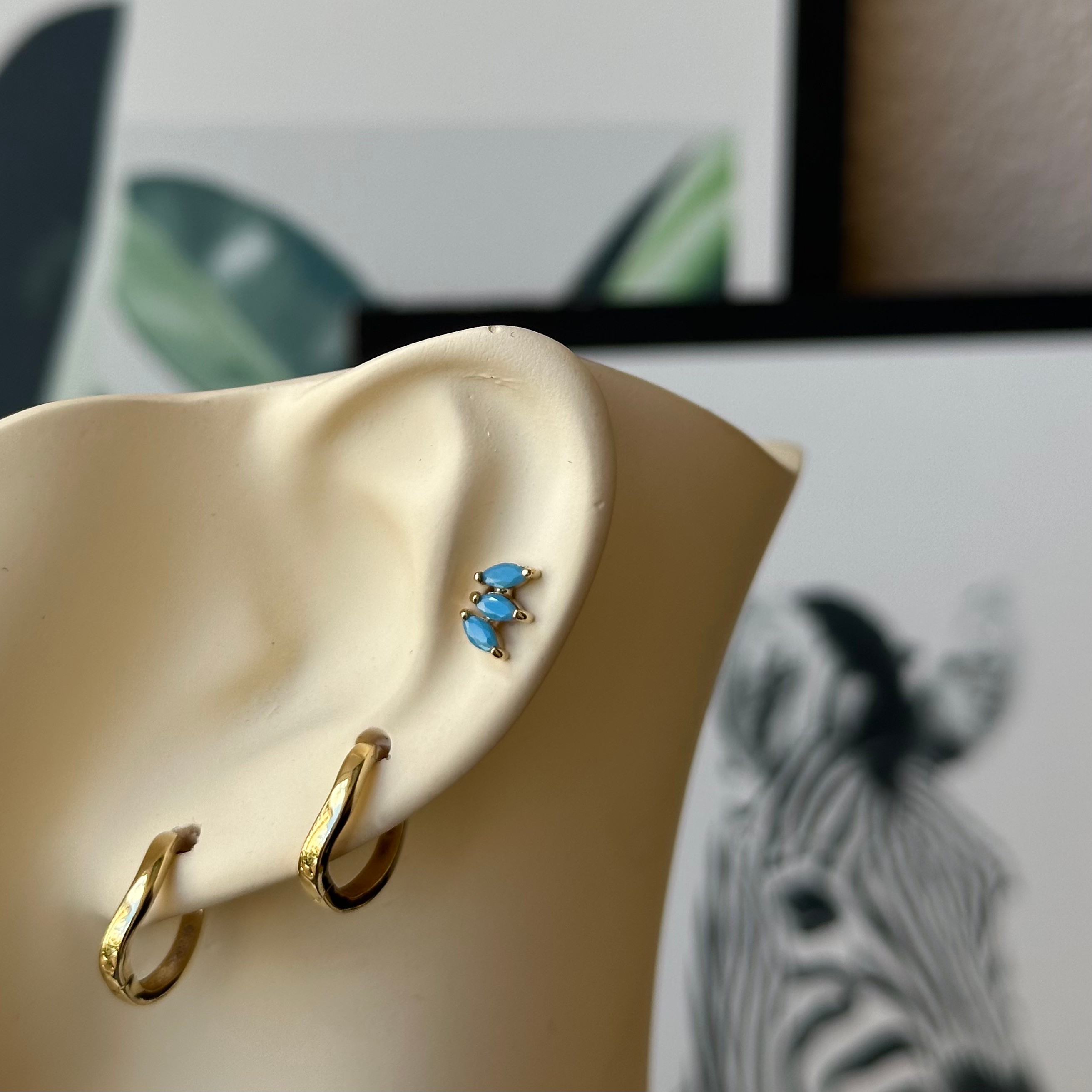 14K Gold Triple Marquis