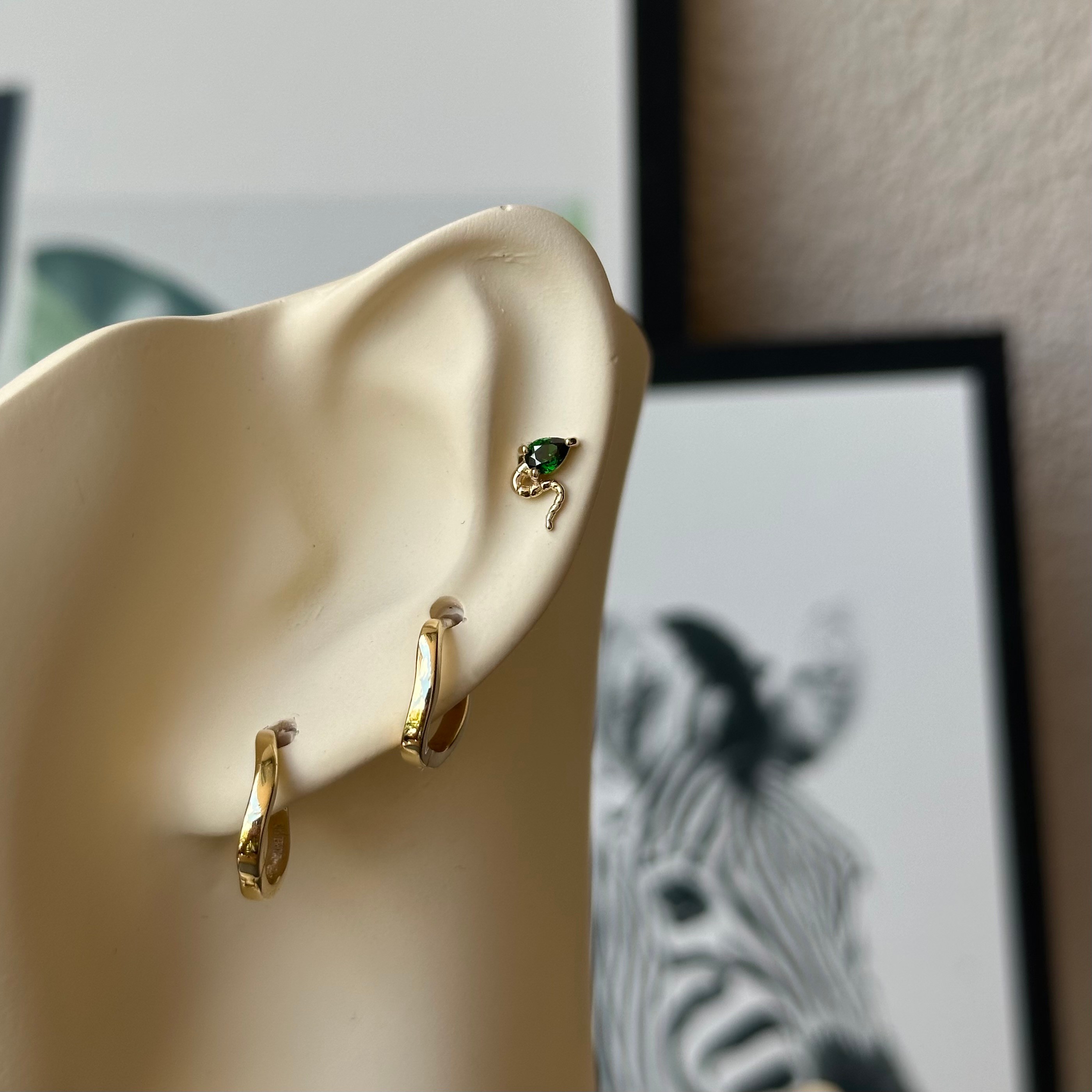 14K Gold Snake with stone