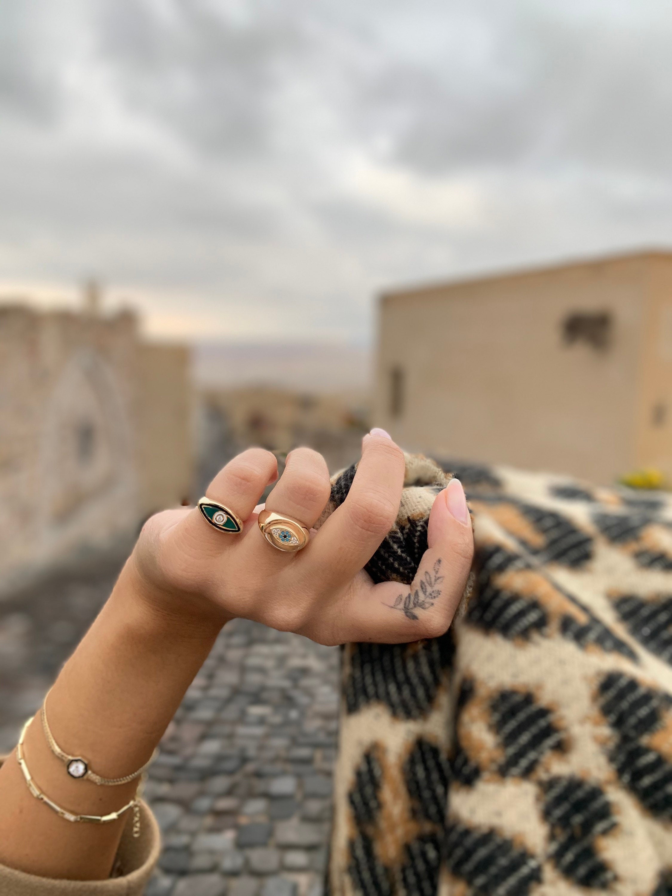 14K Gold Plated Ring | Blue Zircon Ring in Yellow Gold | Bright Intense Sparkly Blue Stones Ring | Delicate Adjustable Ring |Silver Sterling