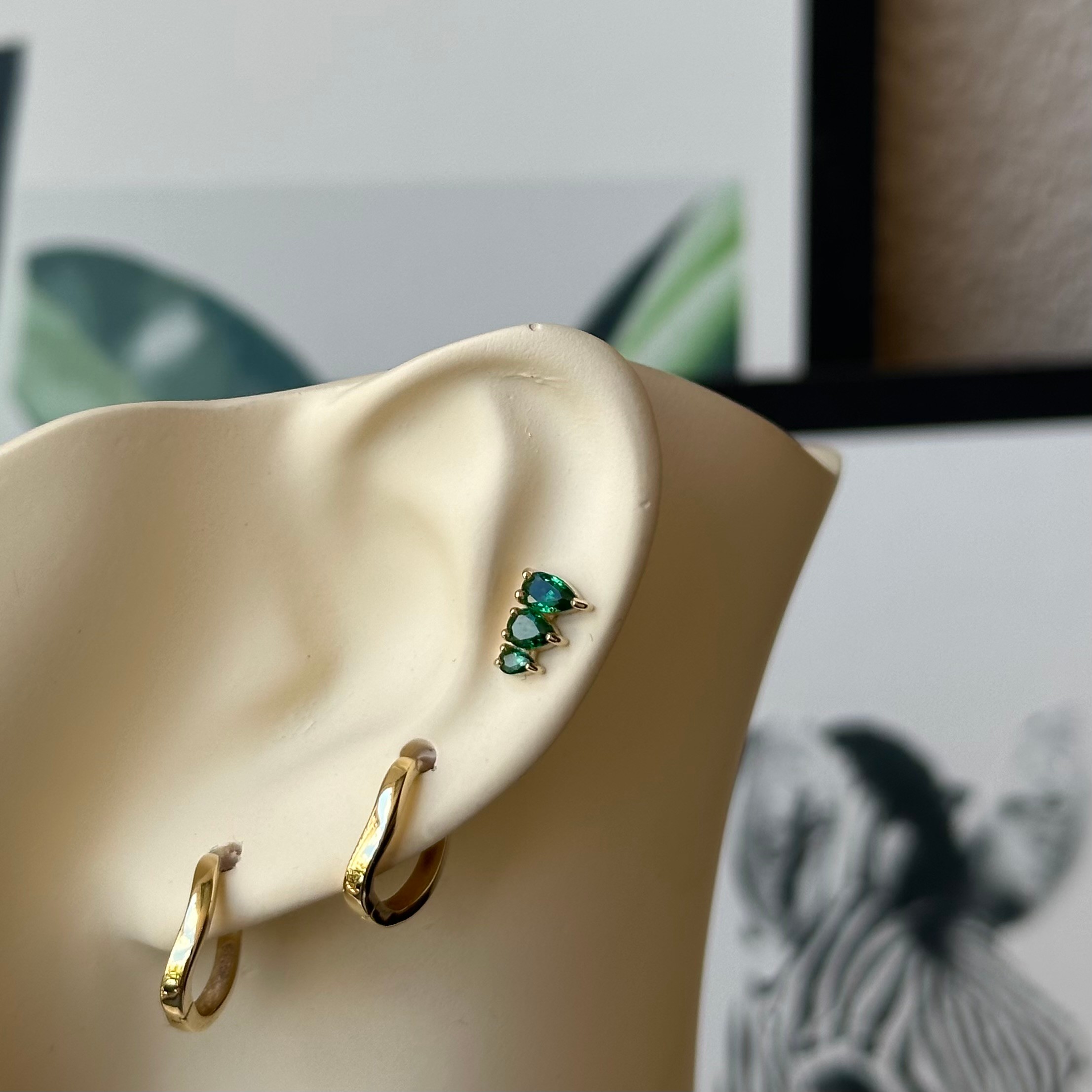 14K Gold Triple Marquise with stone