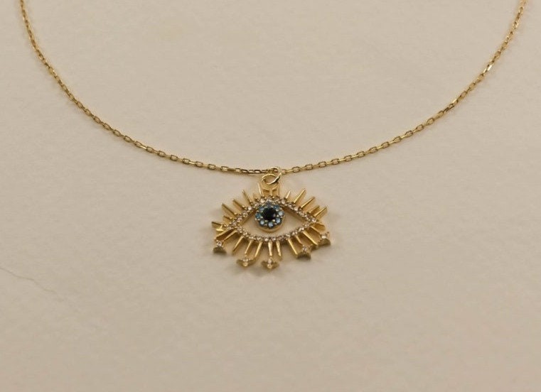 Evil Eye Necklace, CZ Protection Chain