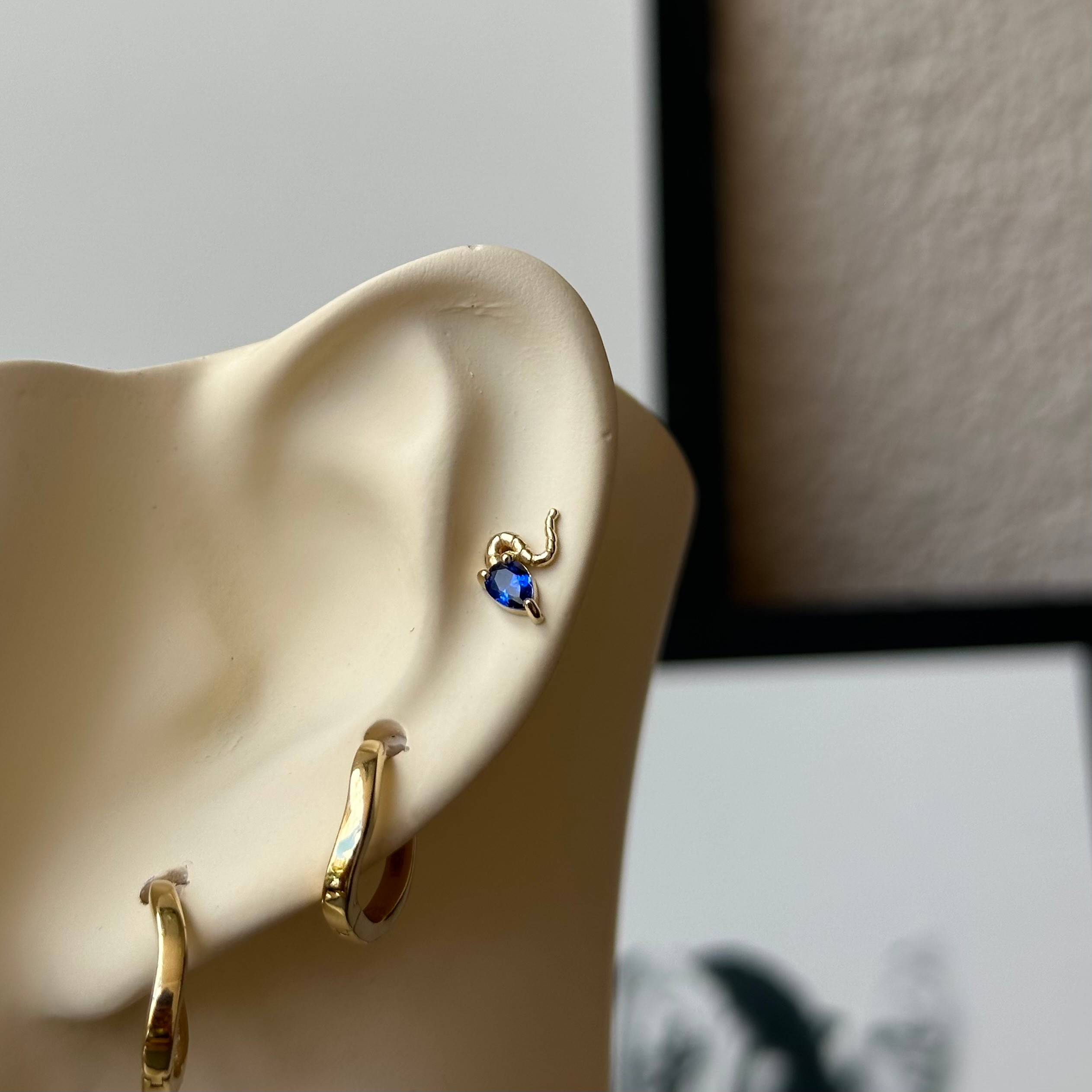 14K Gold Snake with stone