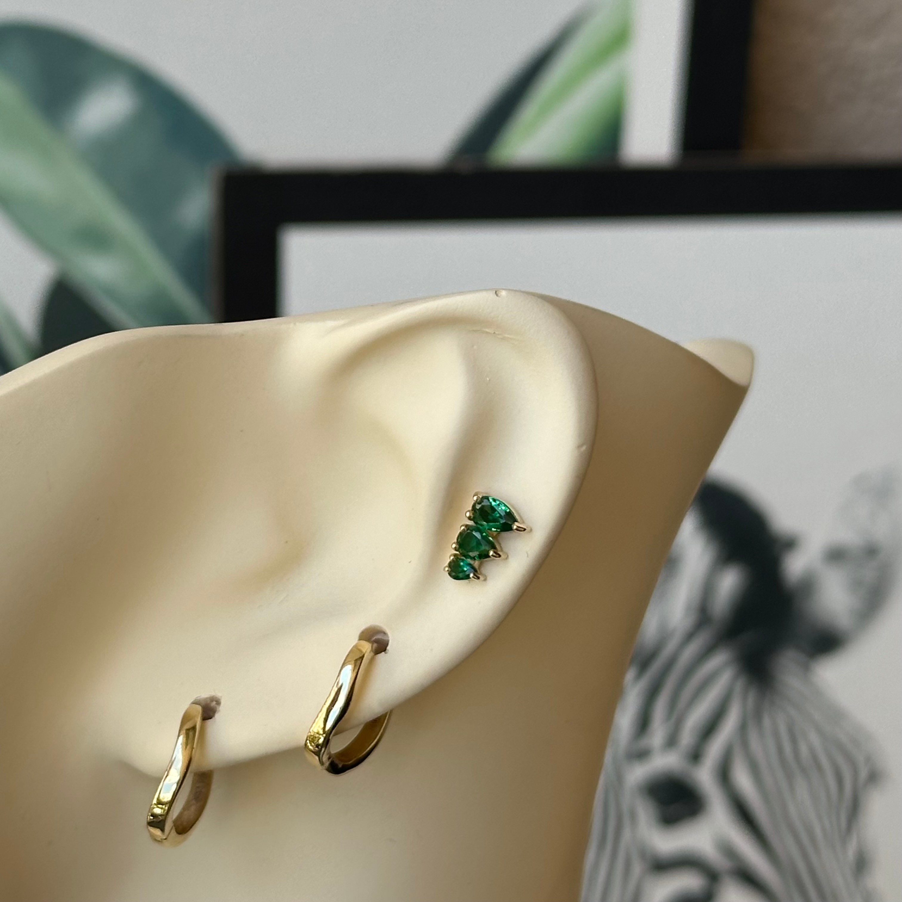 14K Gold Triple Marquise with stone