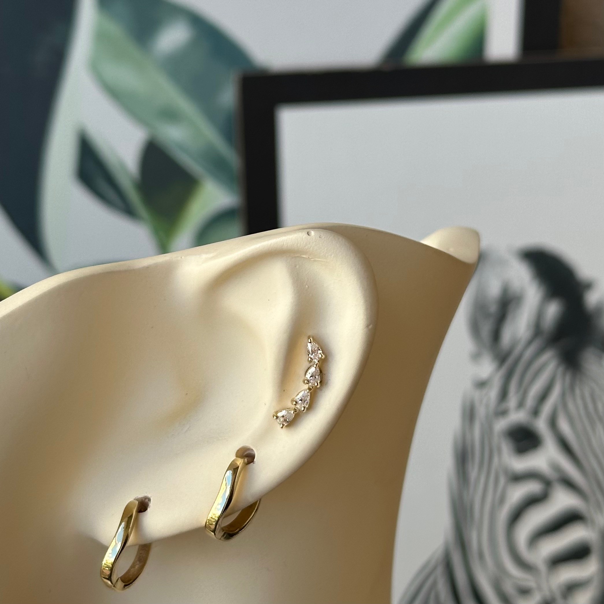 14K Gold Long Marquise Piercing