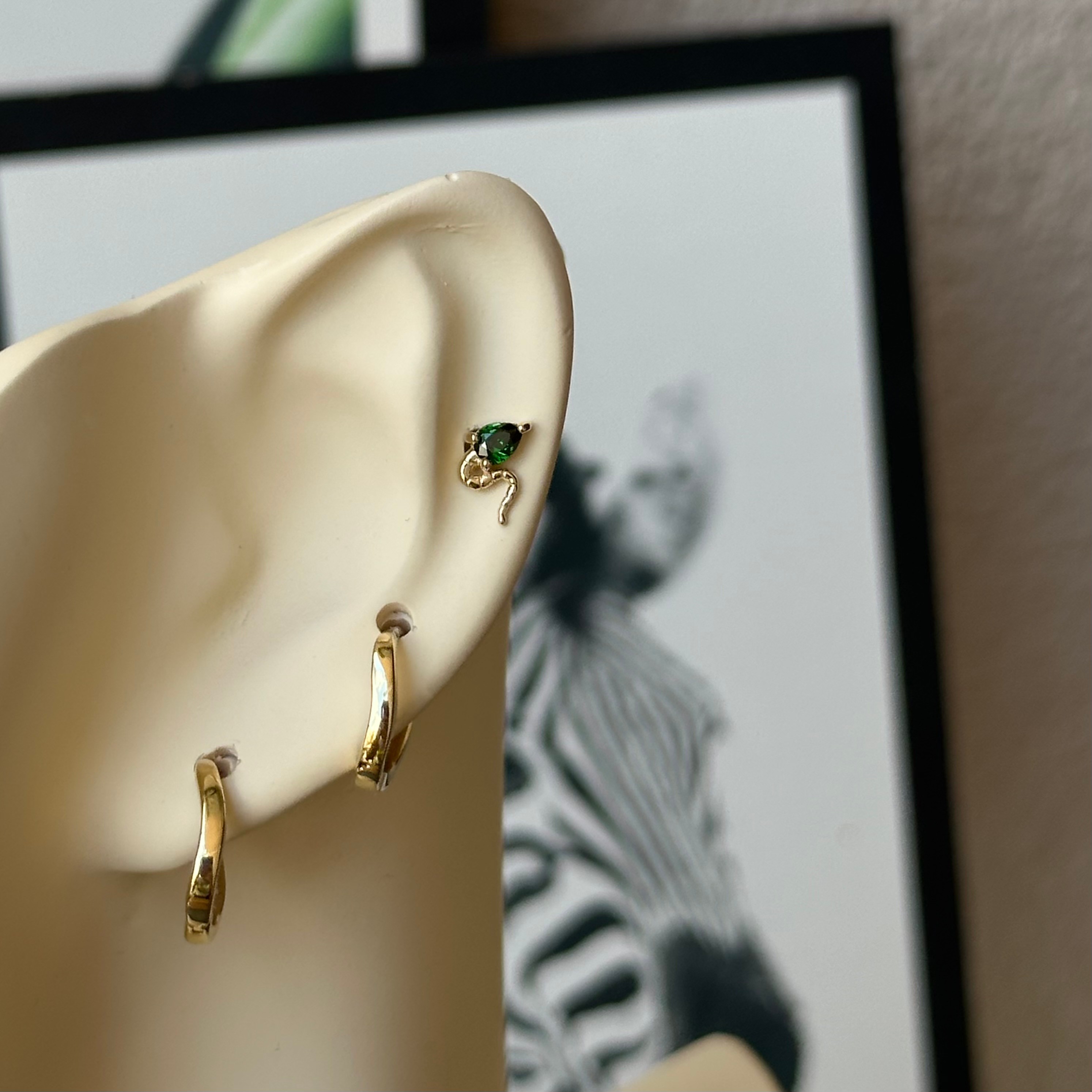 14K Gold Snake with stone