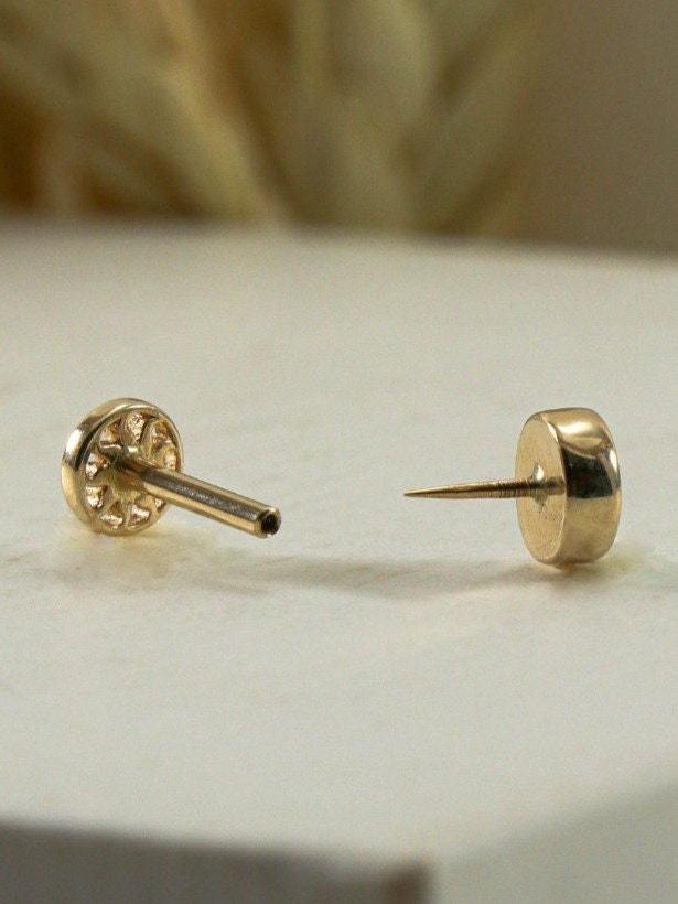 14K Gold Baguette Piercing, Tiny Stud Earrings, Gold Cartilage Piercing, Small Stud Piercing, Minimalist Solid Gold Earring