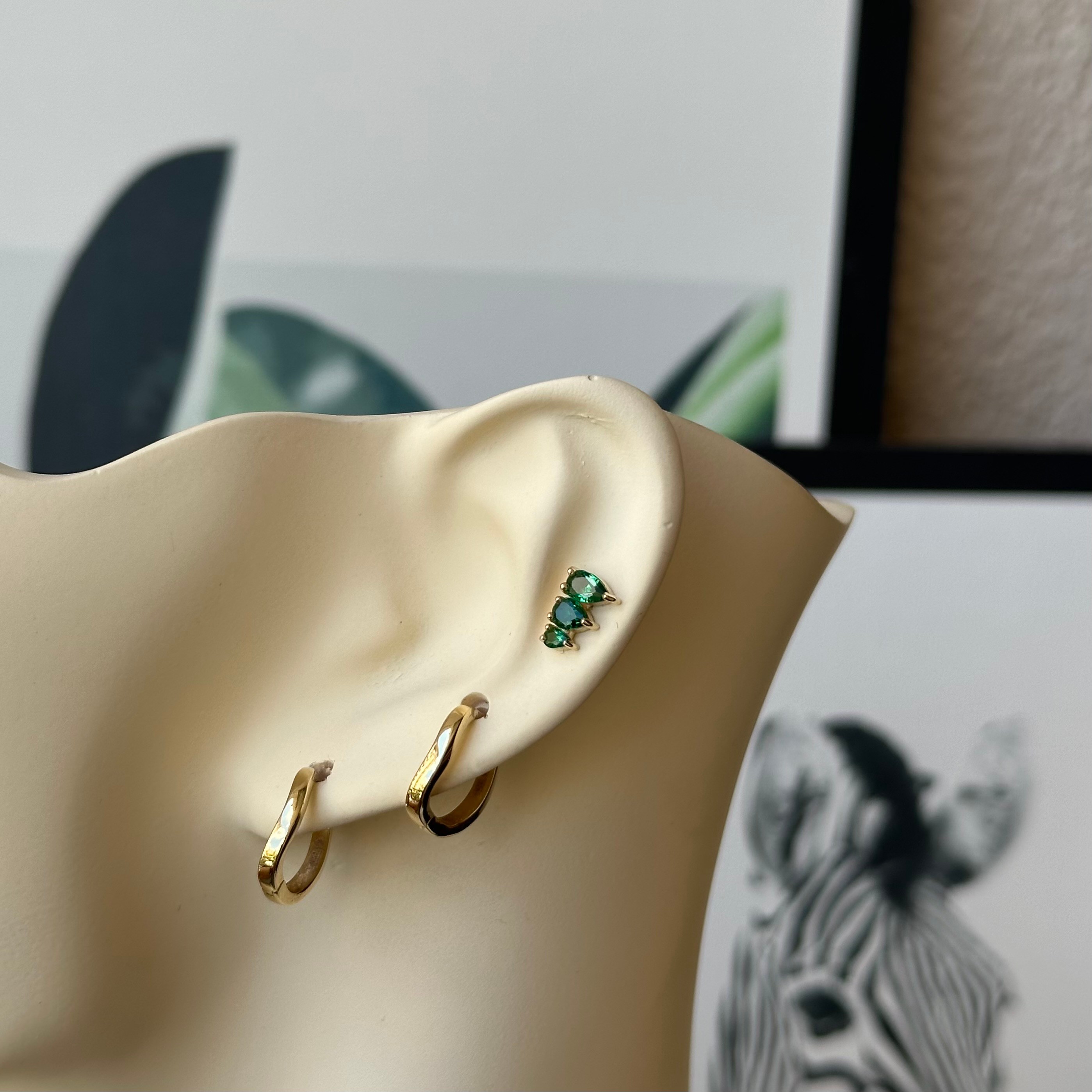 14K Gold Triple Marquise with stone