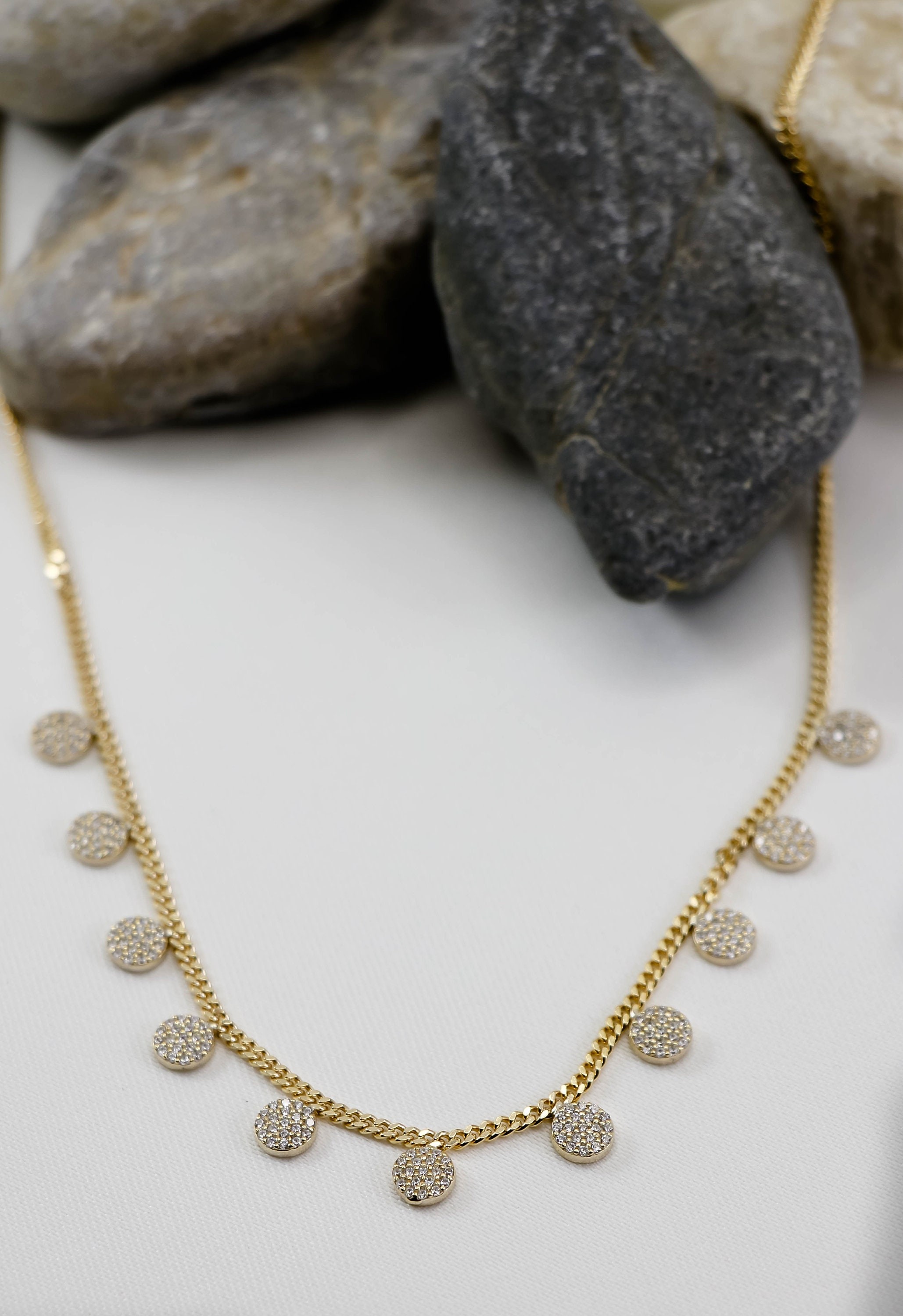 Gold Coin Necklace , Curb Chain Necklace