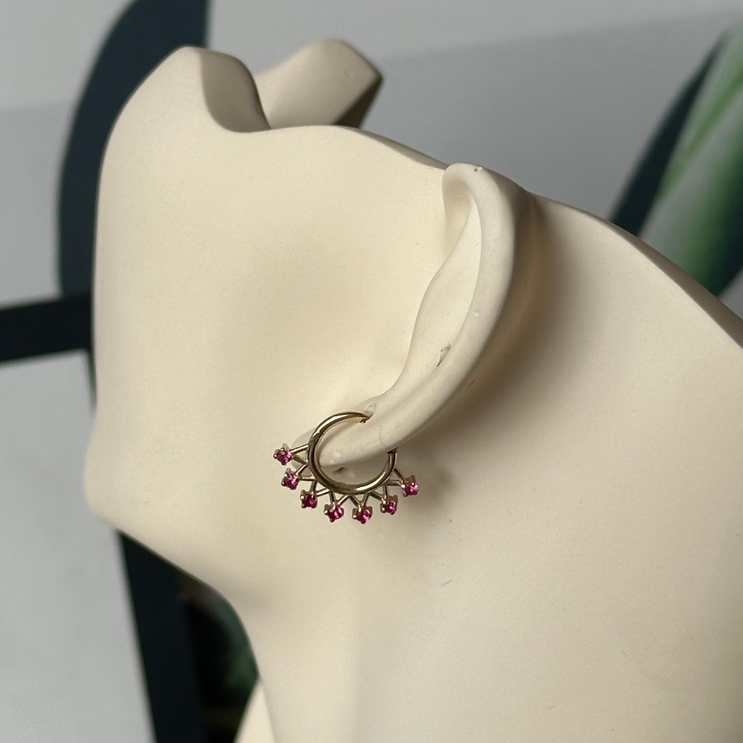 14K Gold Star Crown Hoop Helix and Noise Piercing