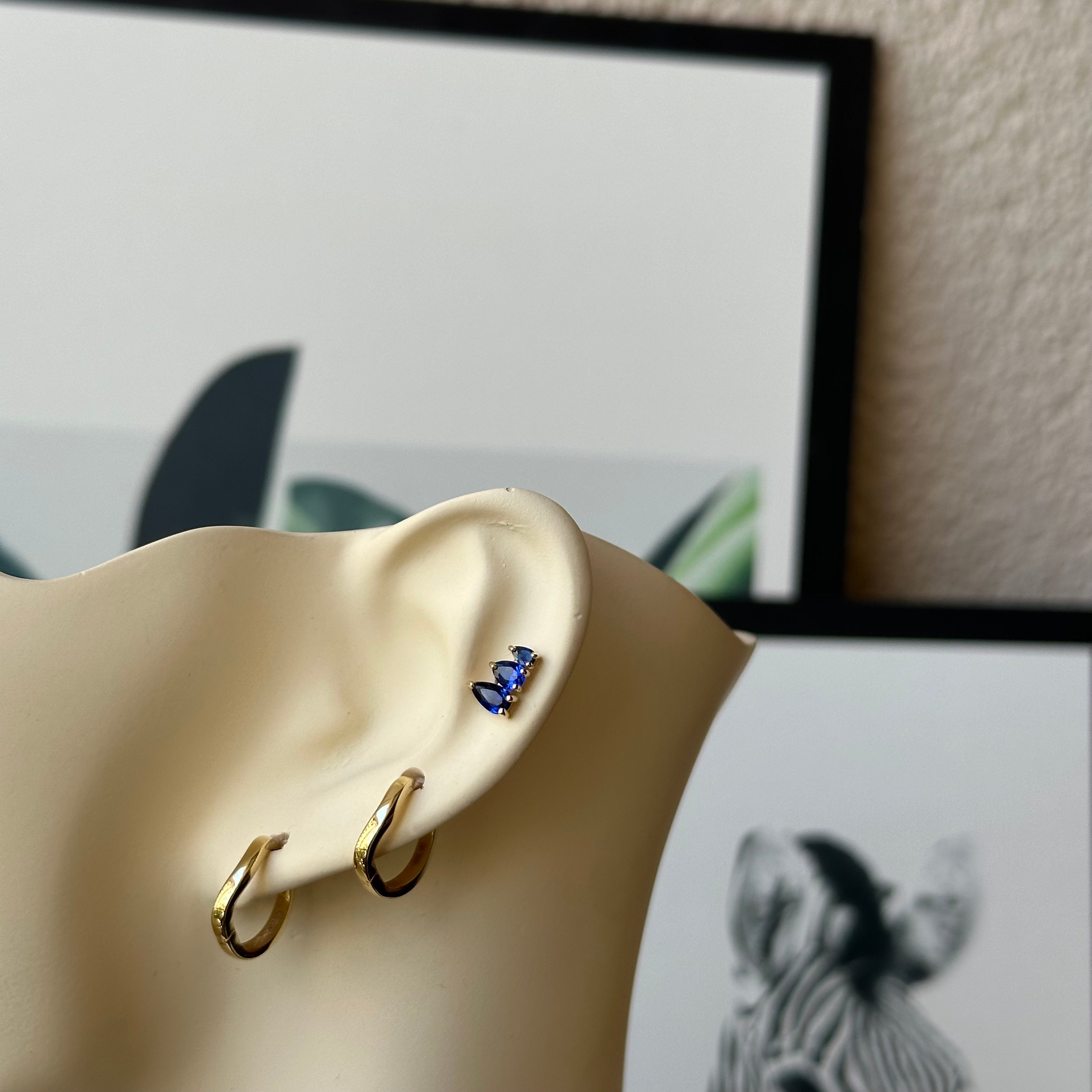 14K Gold Triple Marquise with stone