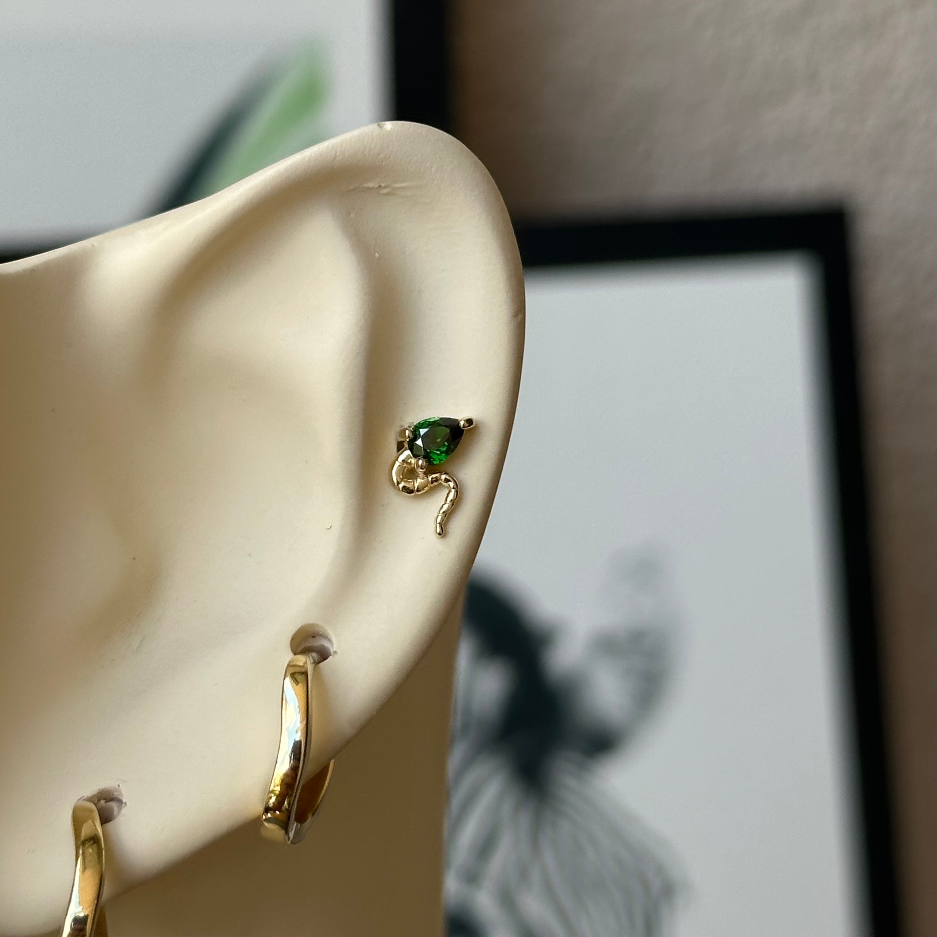 14K Gold Snake with stone