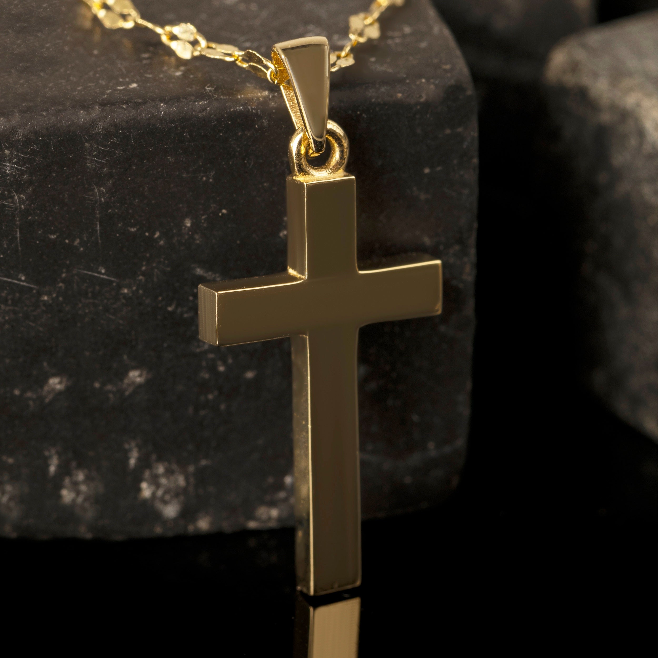 Diamond Cross Necklace | 14k Solid Gold Cross Pendant | Religious Handmade Minimal Women Best Cross Necklace | Best Baptism Christian Gift