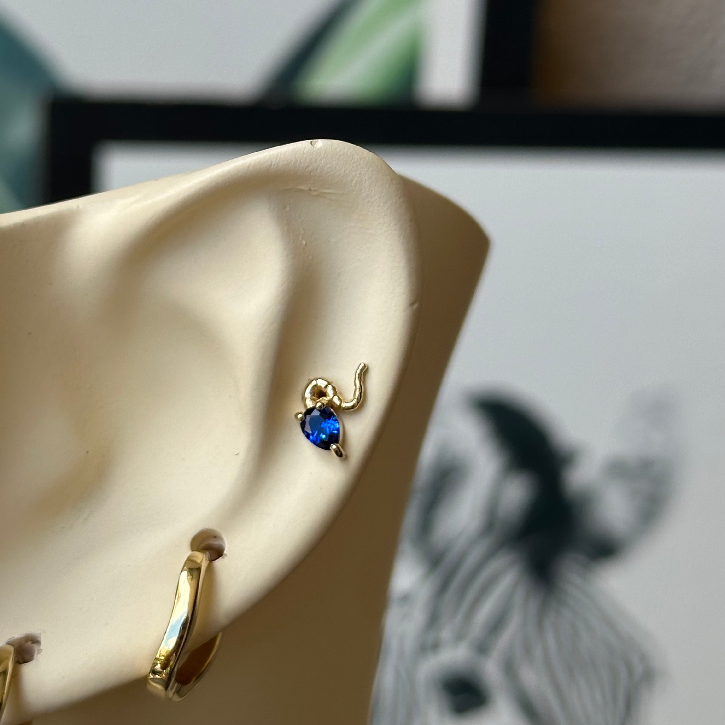 14K Gold Snake with stone