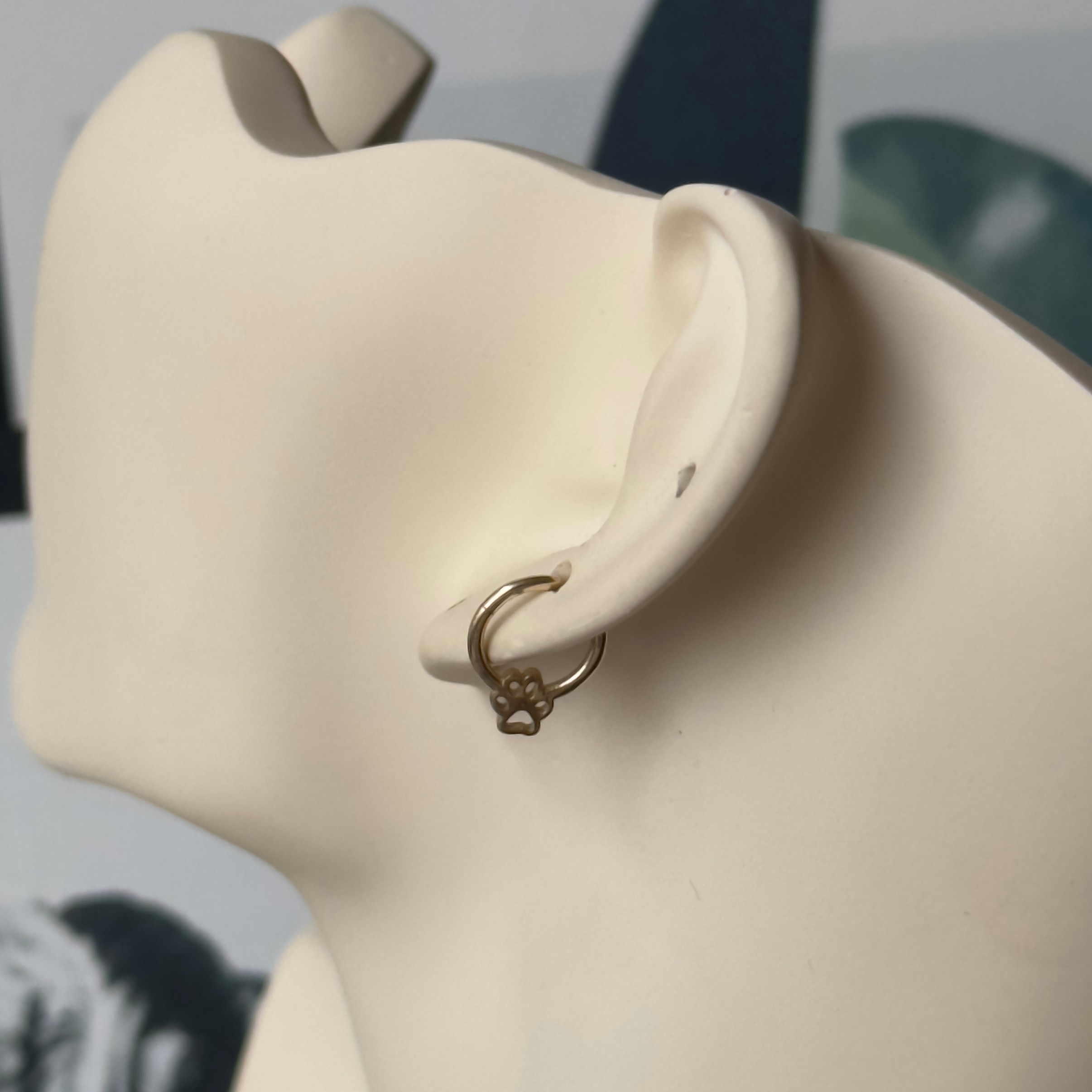 14K Gold Paw Hoop Helix and Noise Piercing