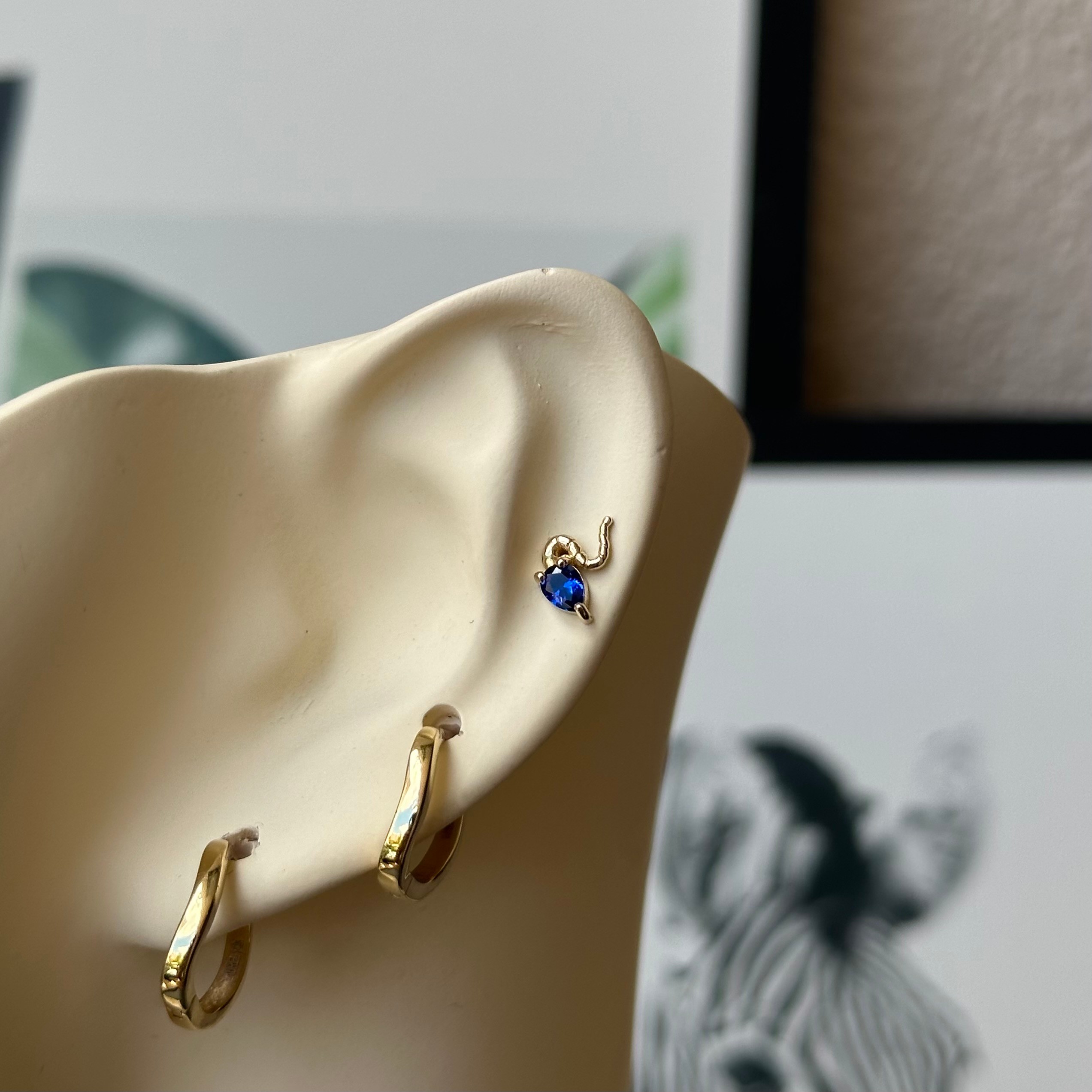 14K Gold Snake with stone