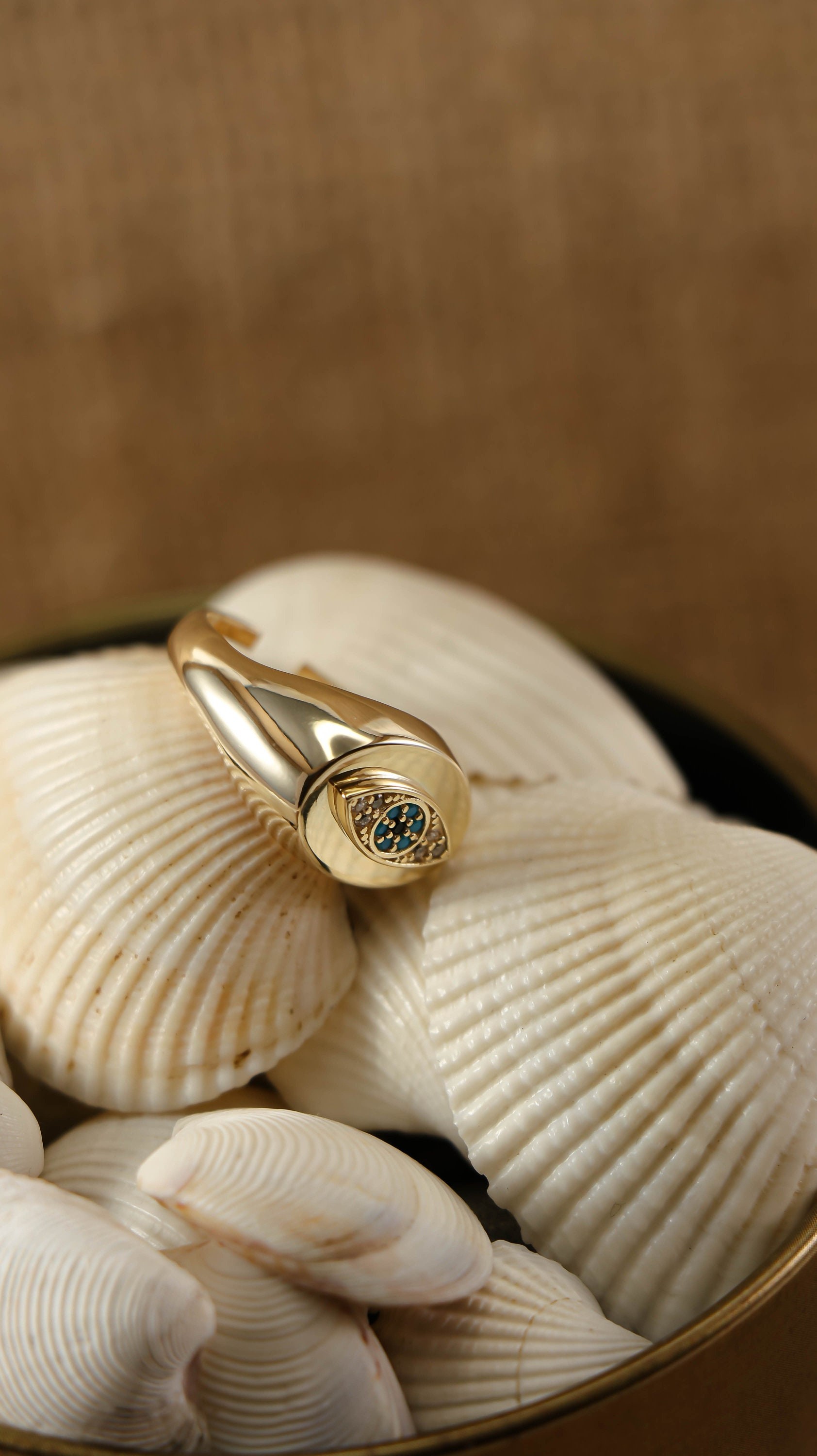 14K Gold Plated Ring | Blue Zircon Ring in Yellow Gold | Bright Intense Sparkly Blue Stones Ring | Delicate Adjustable Ring |Silver Sterling