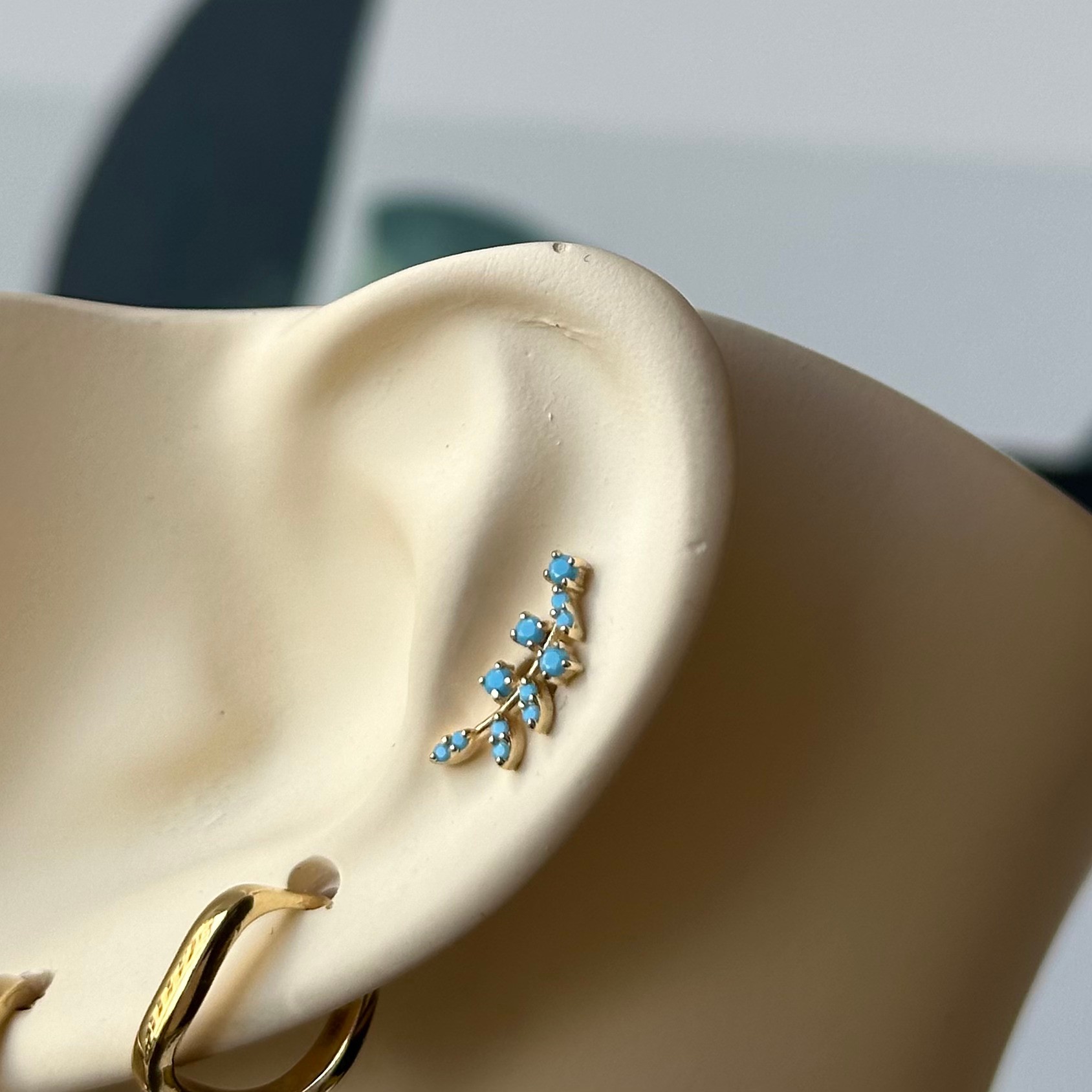 14K Gold Laurel Leaf Piercing
