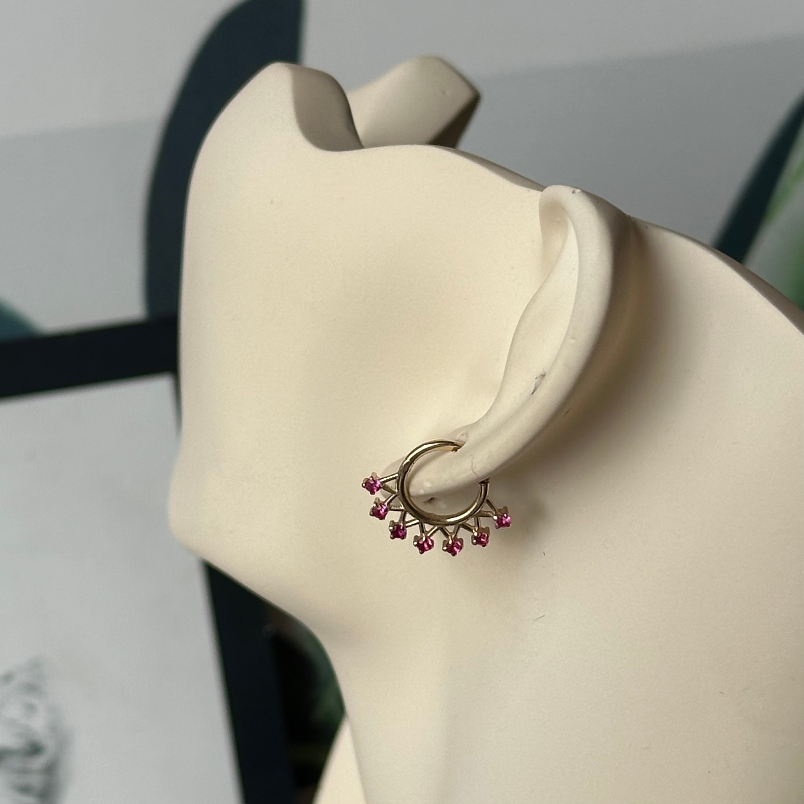 14K Gold Star Crown Hoop Helix and Noise Piercing