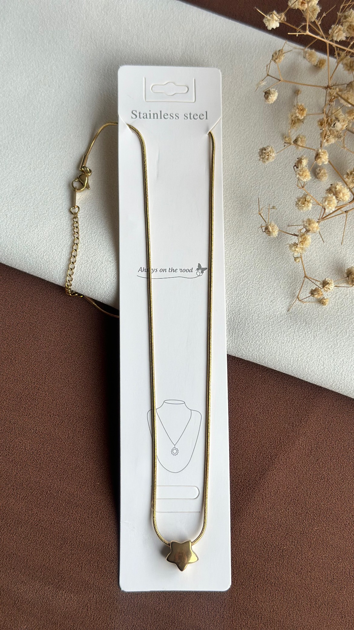 A2241 Gold Çelik Kolye