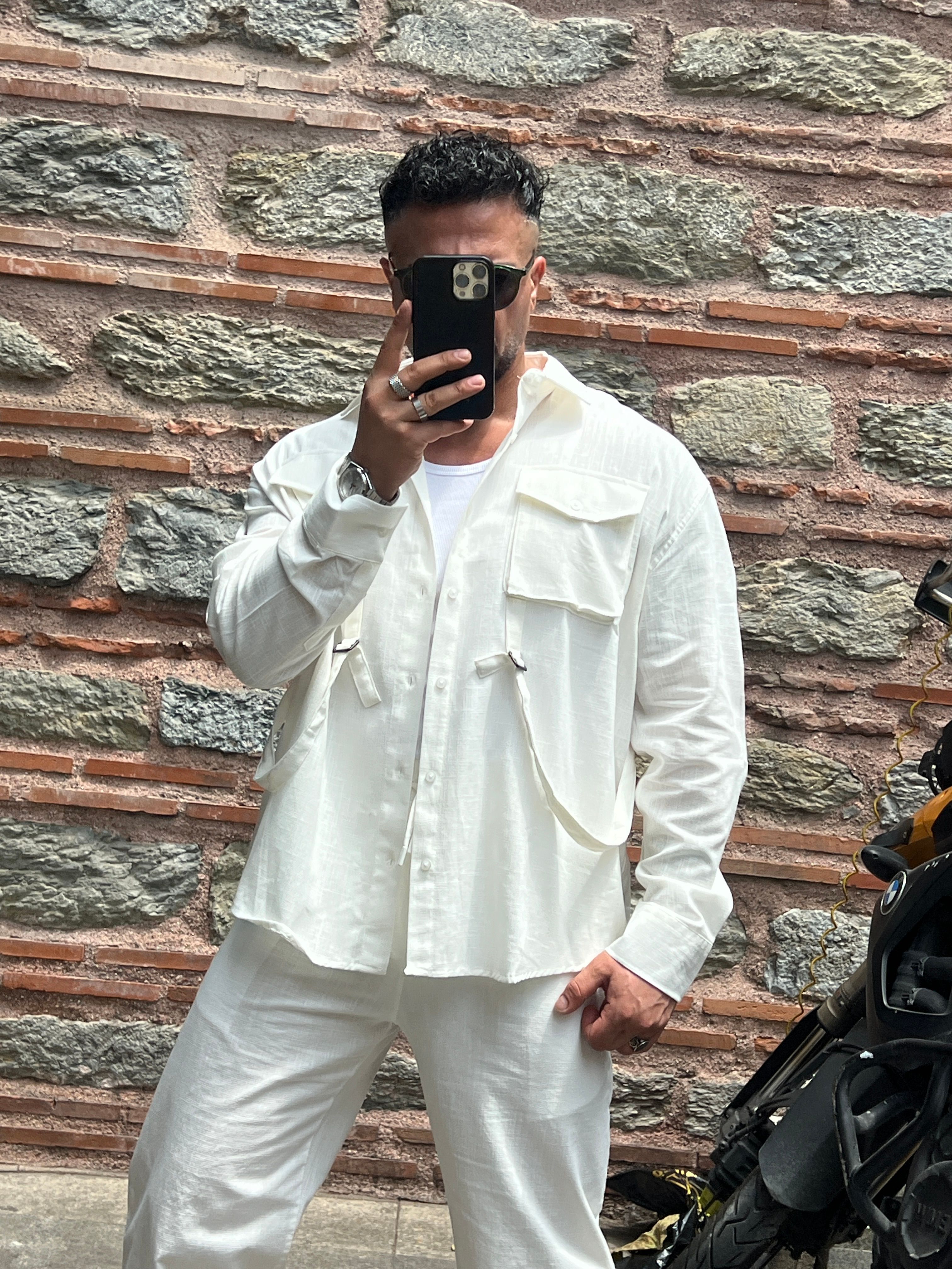 saf keten oversize ceket 