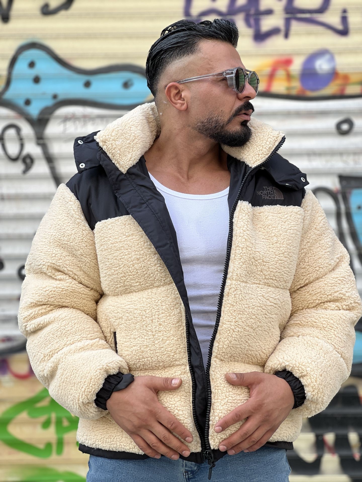 Yeni Sezon Kuzu Peluş Full Dolum Mont(Krem)