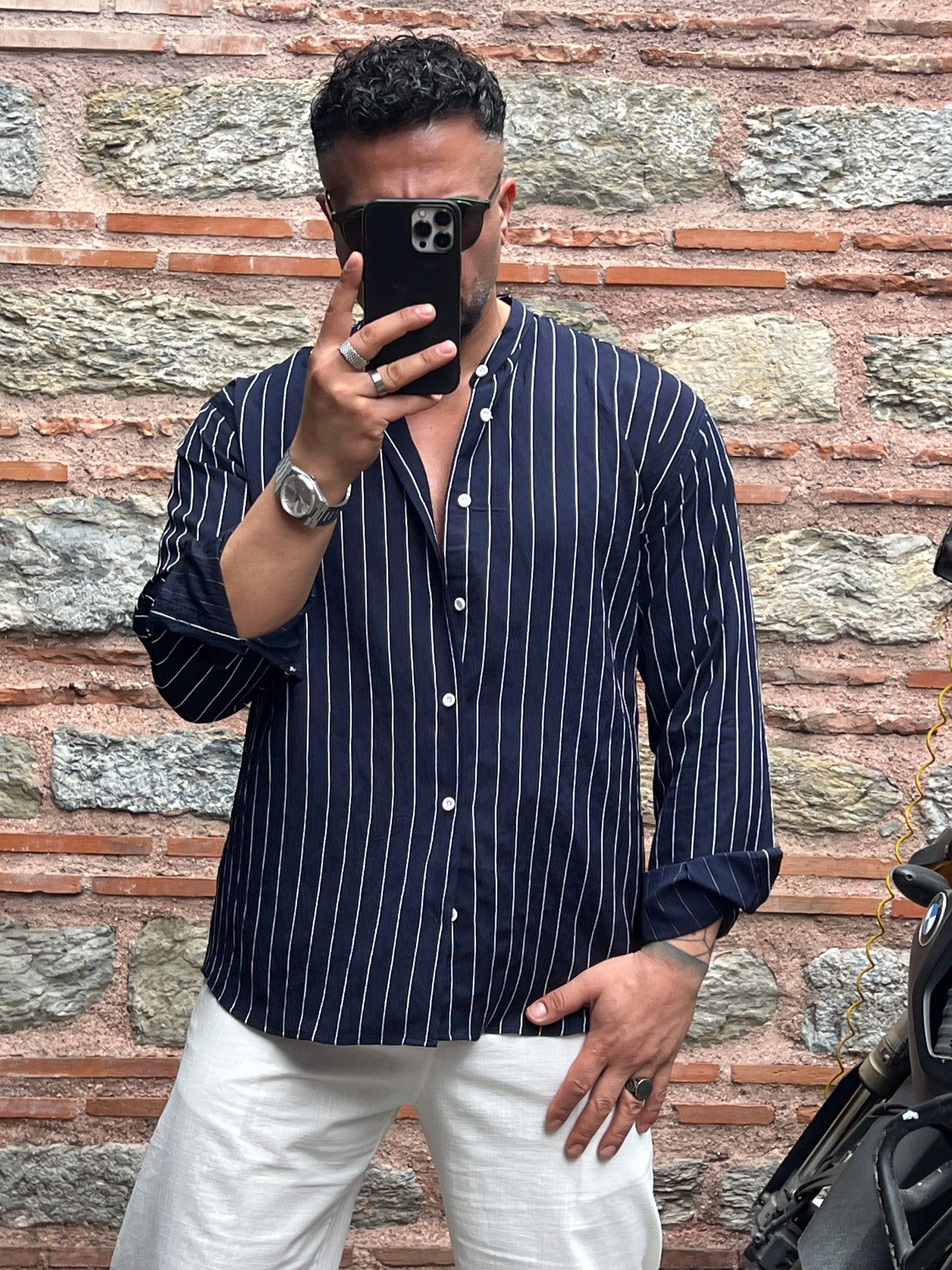 çizgili oversize gömlek 