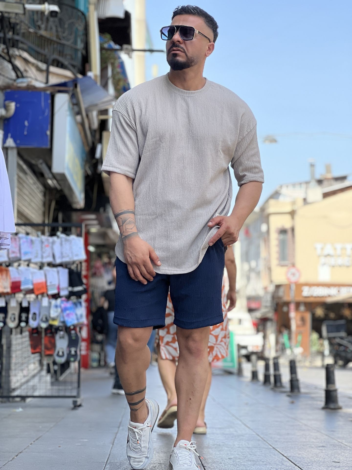 Oversize Damla Kumaş T-Shirt