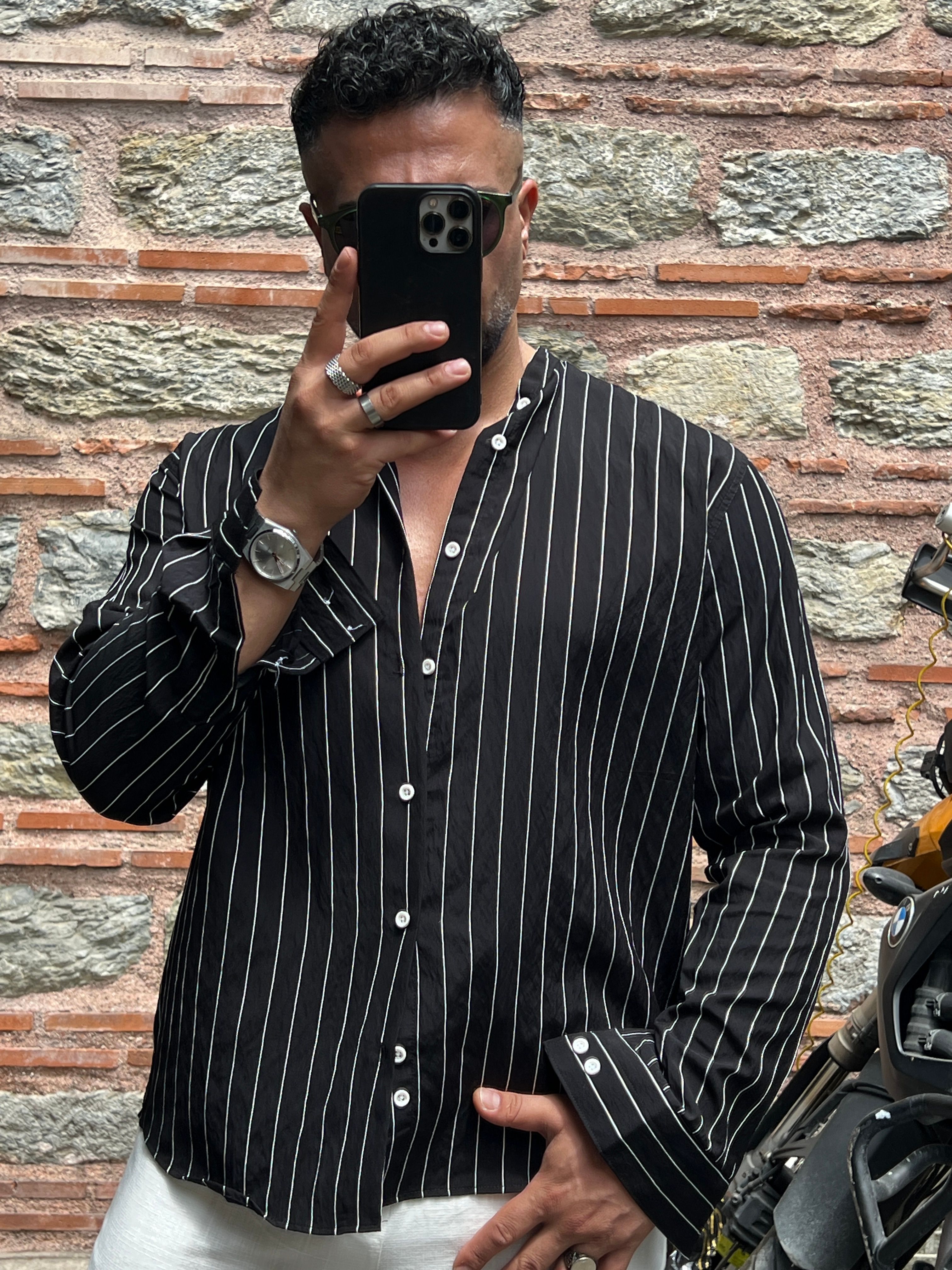 çizgili oversize gömlek 
