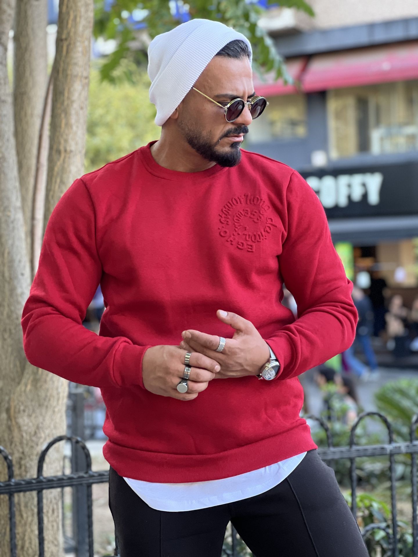 Saf 3 İplik Şardonlu Soğuk Baskı Sweat
