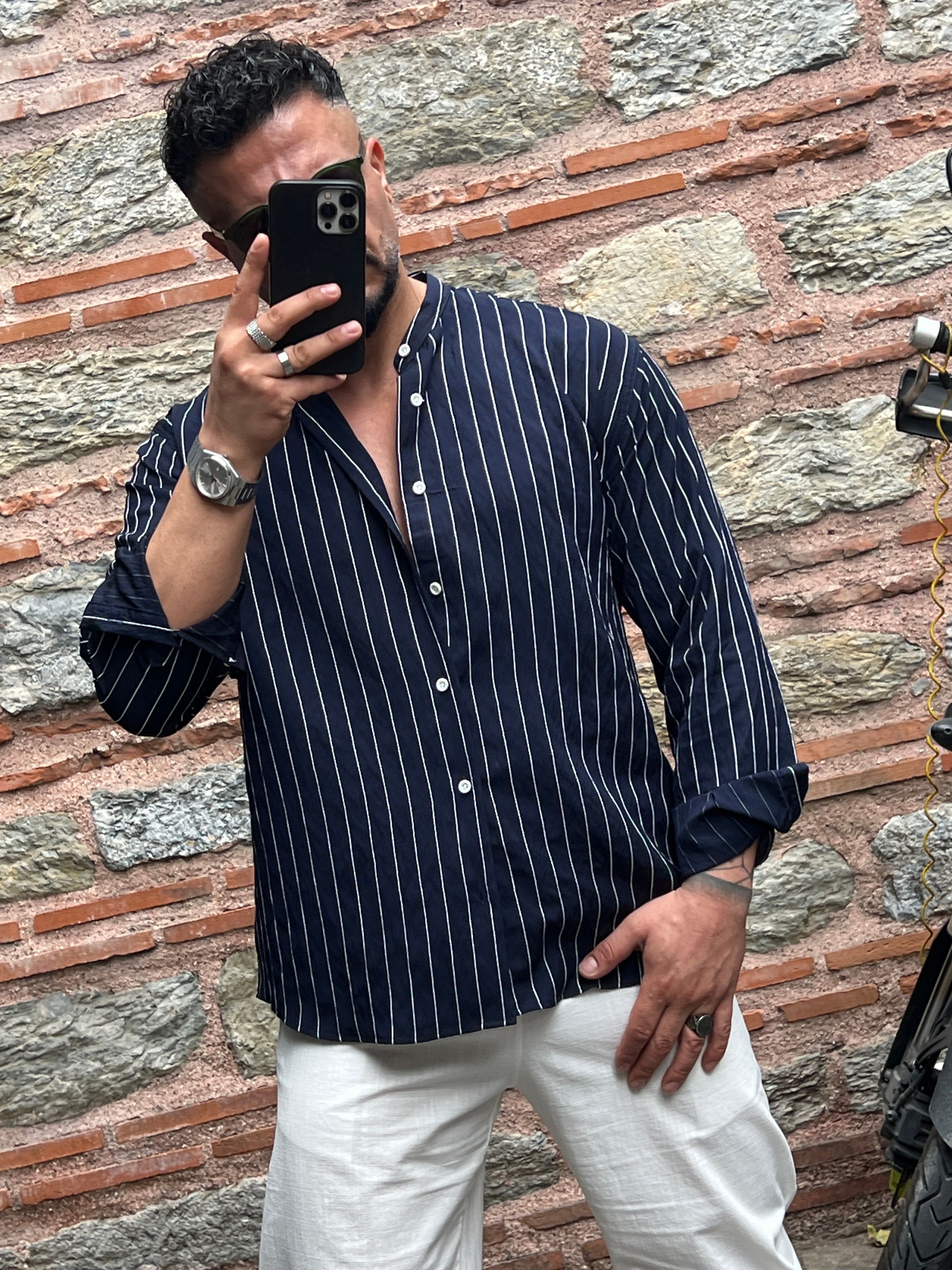 çizgili oversize gömlek 
