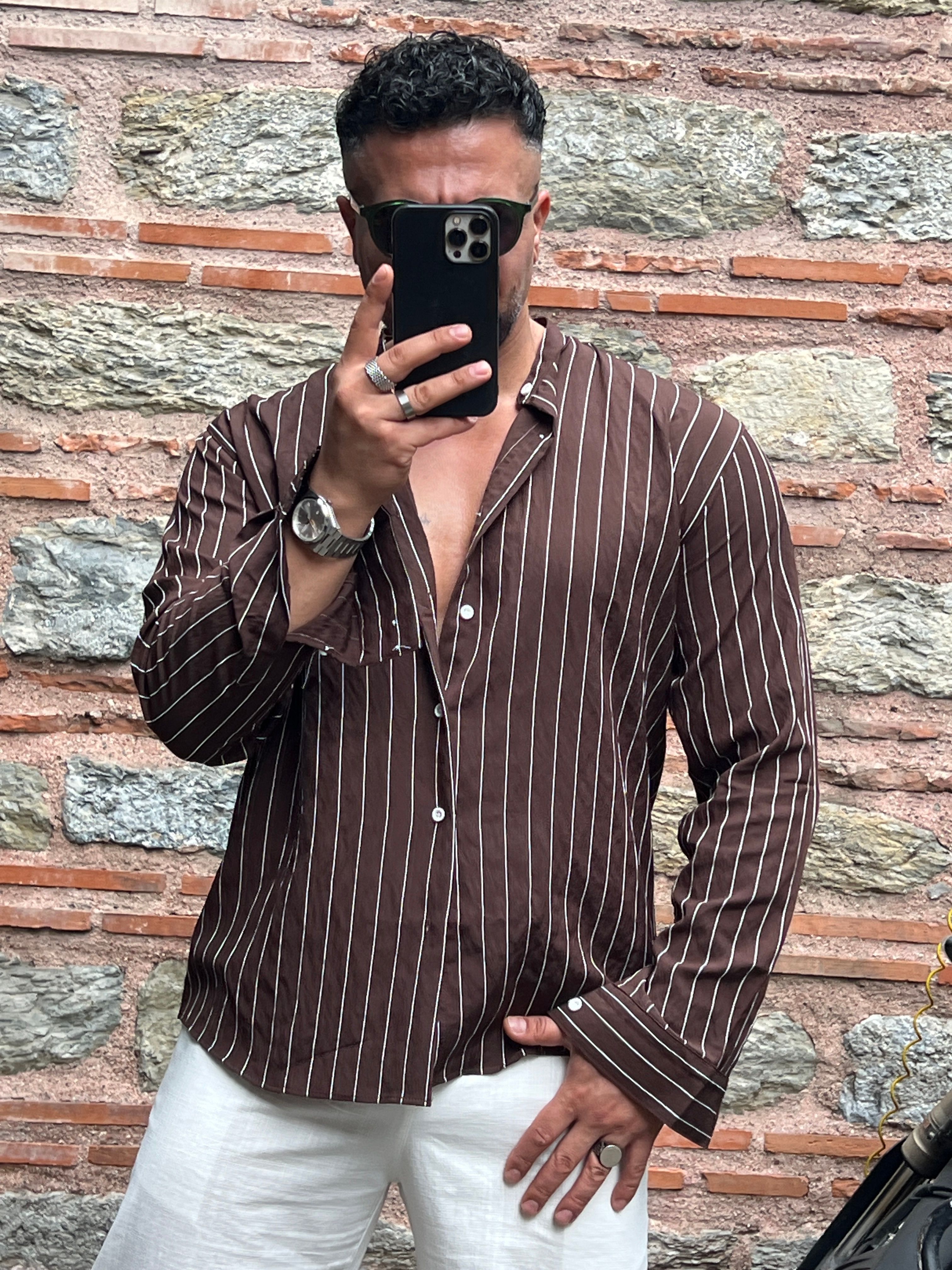 çizgili oversize gömlek