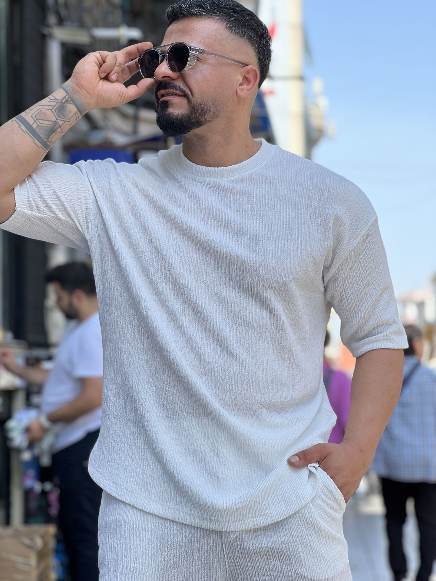 Oversize Damla Kumaş T-Shirt