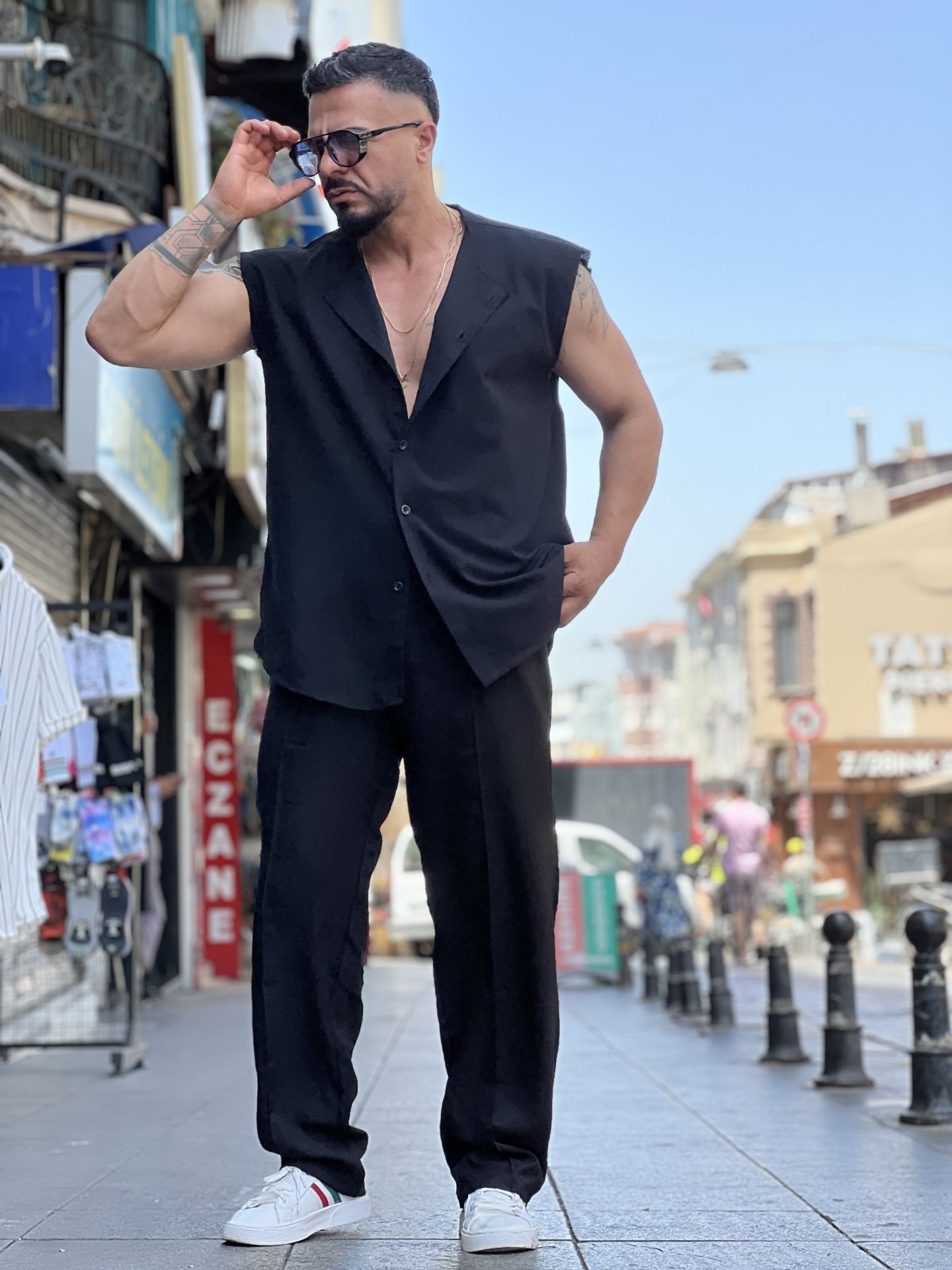 Yarım Kol Keten Gömlek