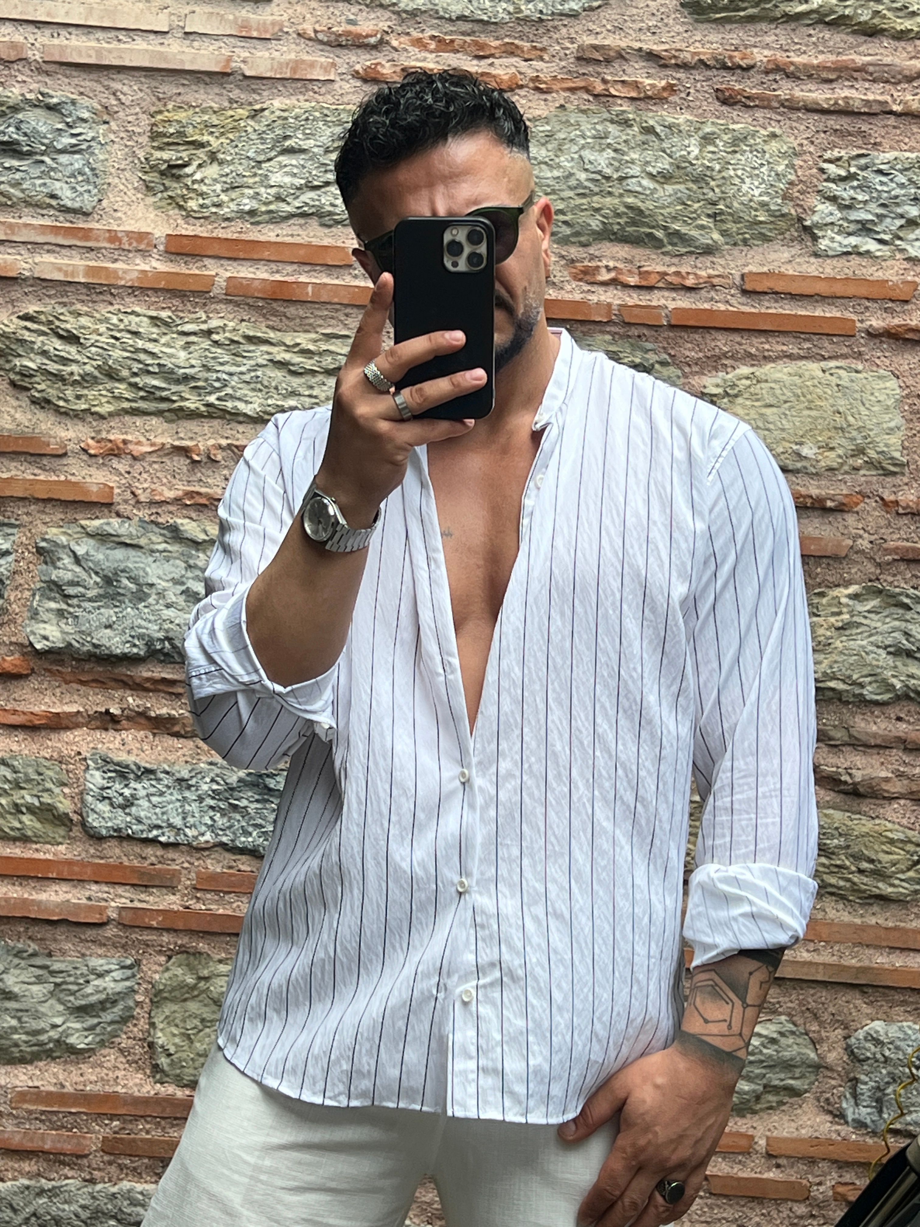 çizgili oversize gömlek