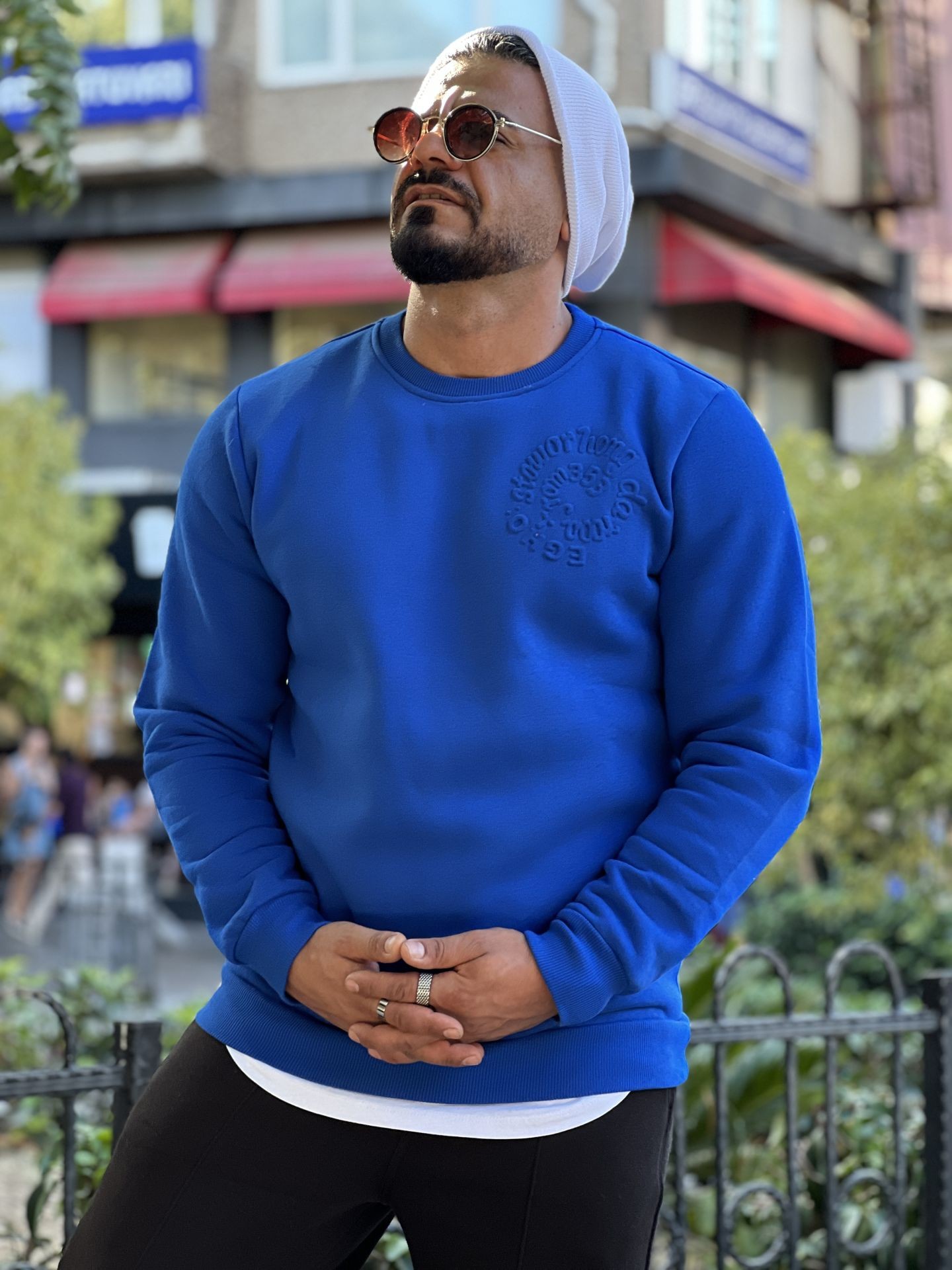 Saf 3 İplik Şardonlu Soğuk Baskı Sweat