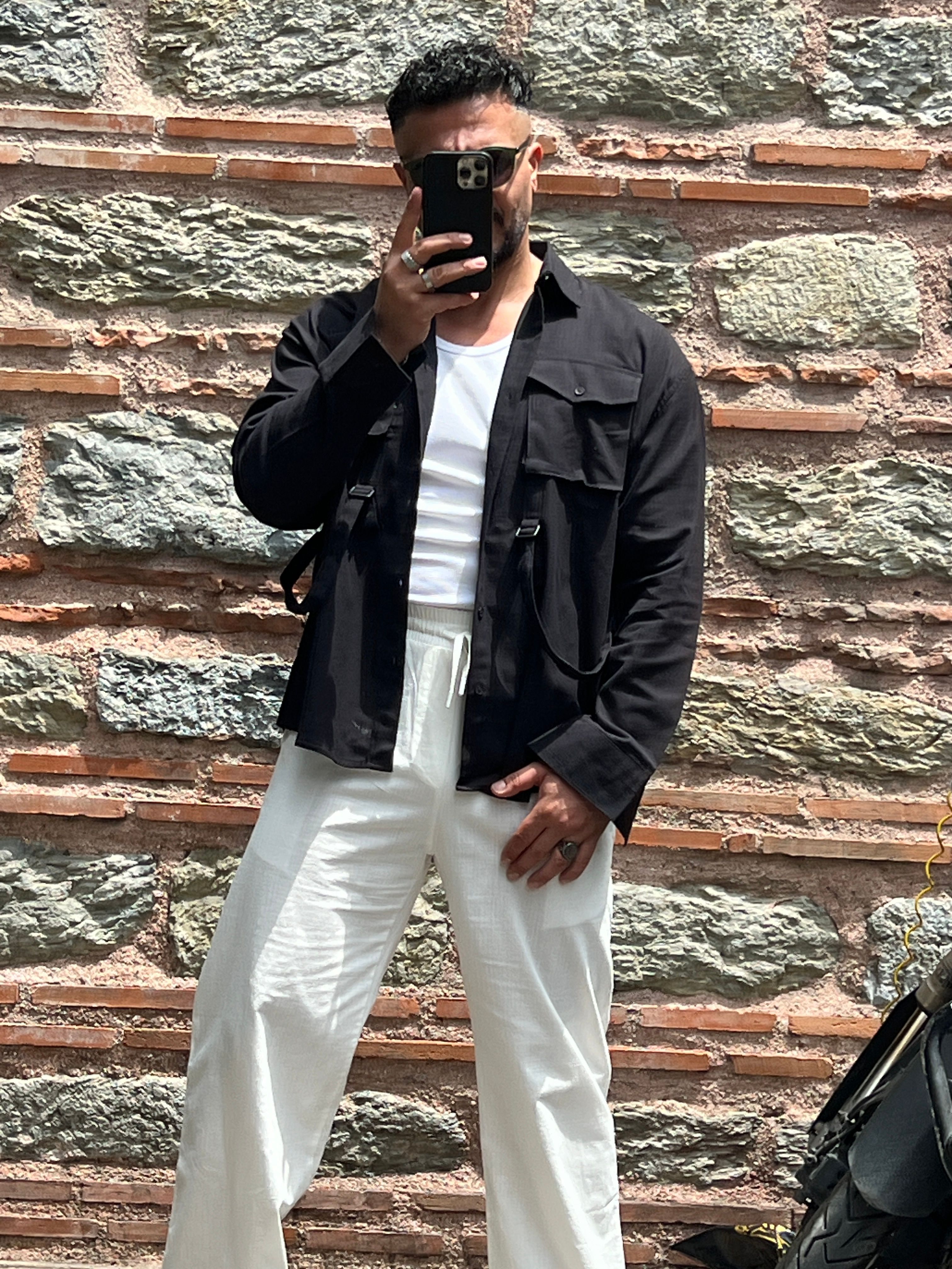 saf keten oversize ceket